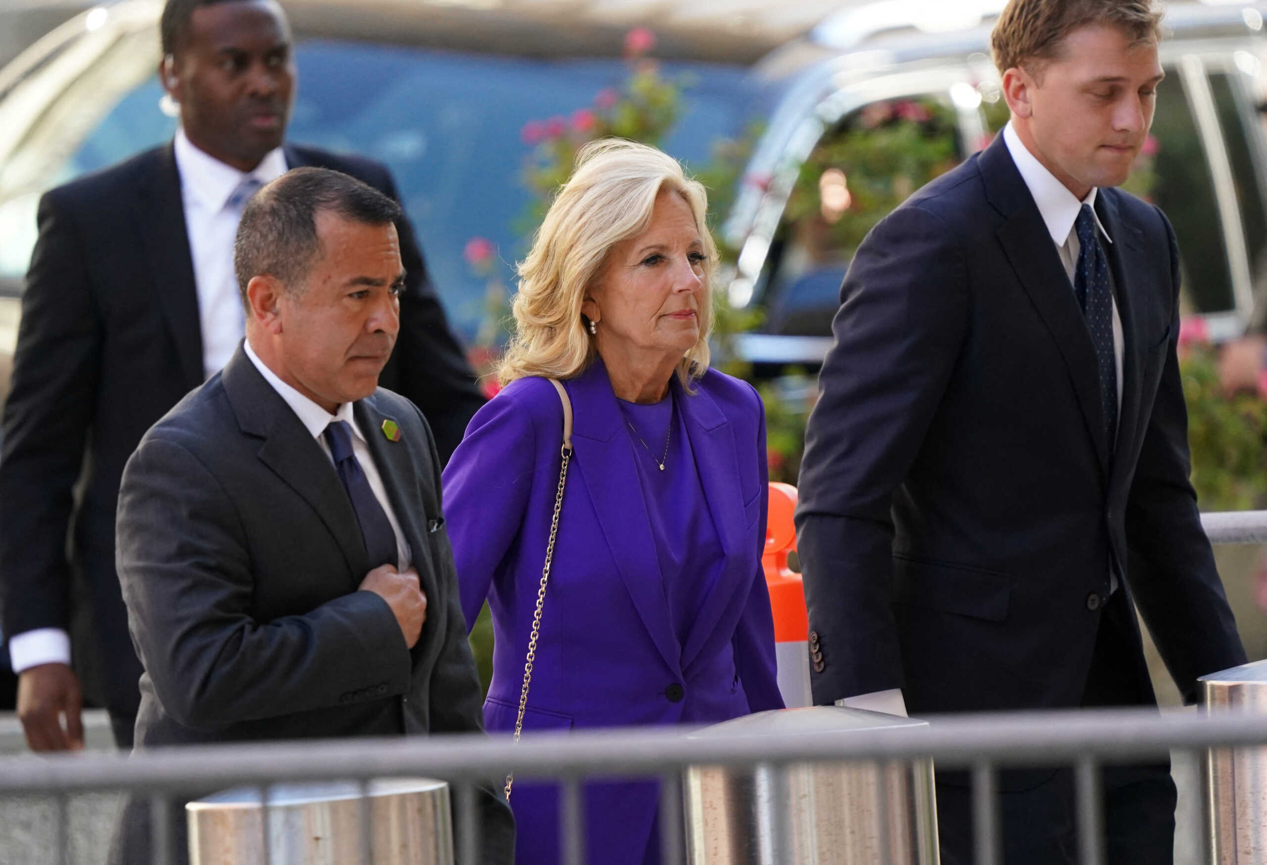 U.S. first lady Jill Biden arrives at the federal court on the opening day of trial of Hunter Biden, son of U.S. President Joe Biden, on criminal gun charges in Wilmington, Delaware, U.S., June 3, 2024. REUTERS