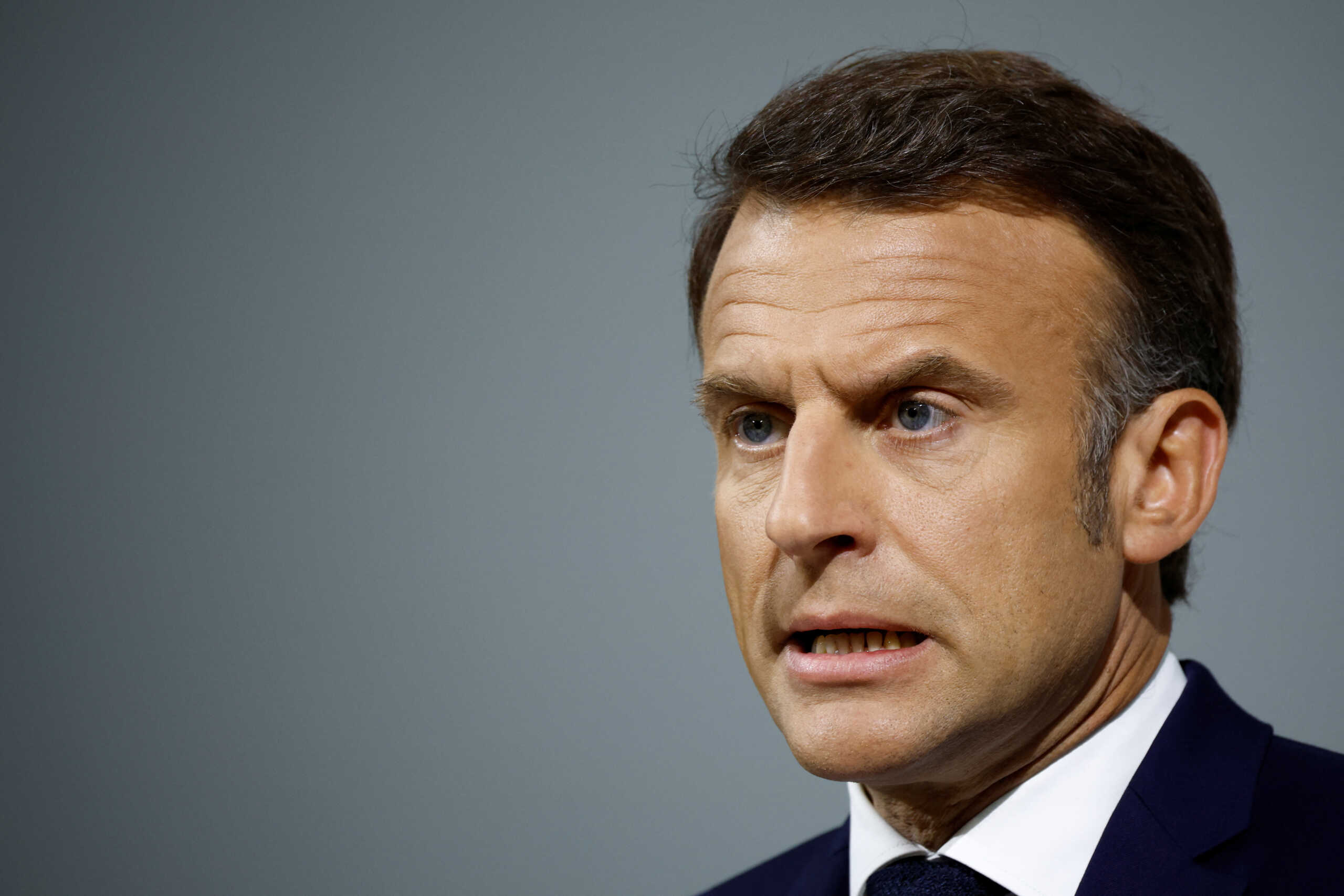 French President Emmanuel Macron speaks during a press conference about the priorities of his Renaissance party and its allies ahead of the early legislative elections in Paris, France, June 12, 2024. REUTERS