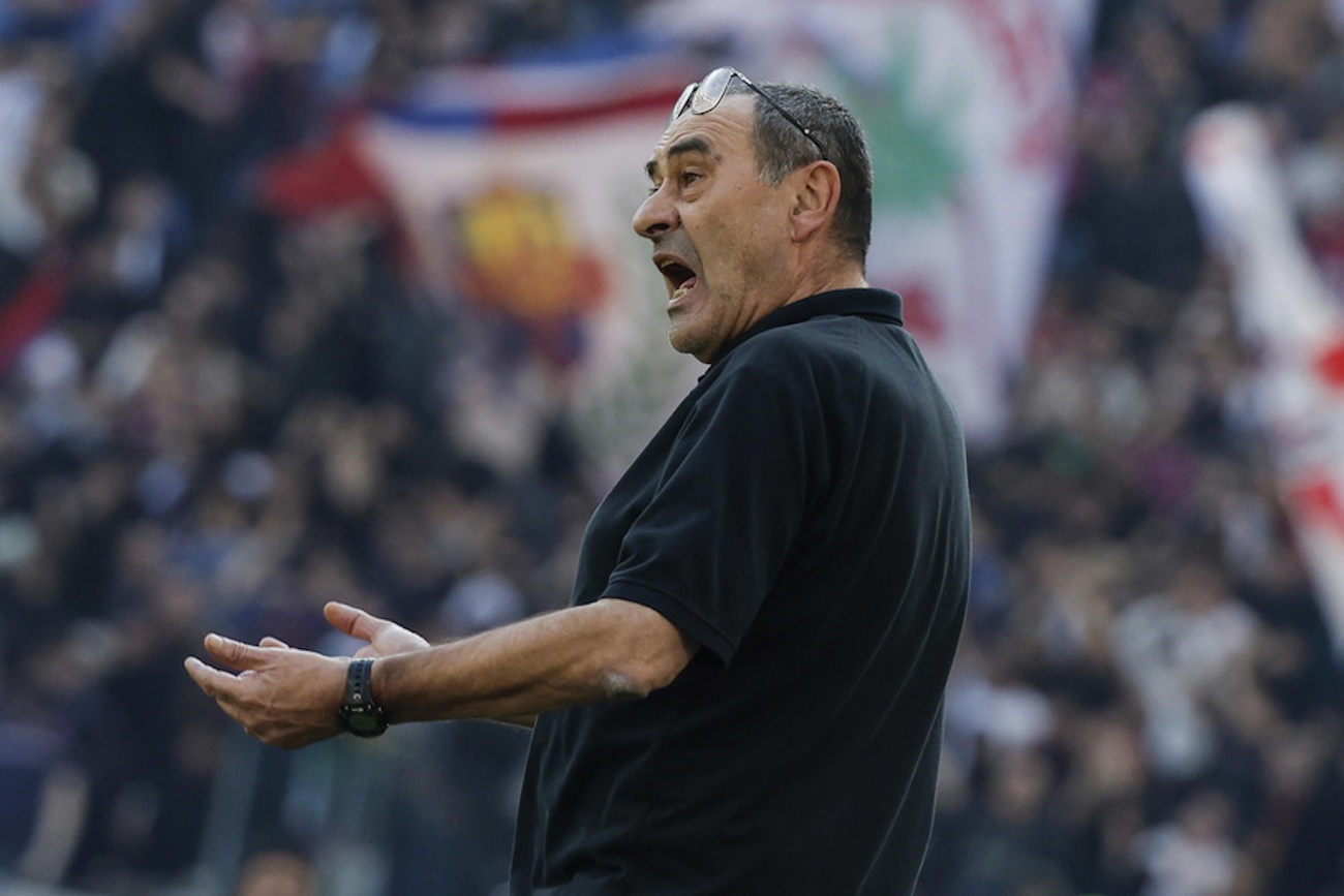 epa11216892 (FILE) - Lazio’s head coach Maurizio Sarri reacts during the Italian Serie A soccer match between  SS Lazio vs Bologna FC at the Olimpico stadium in Rome, Italy, 18 February 2024 (reissued 12 March 2024). Maurizio Sarri has decided to resign at Lazio, the club's management announced on 12 March 2024, as a result of the poor performance of the team.  EPA