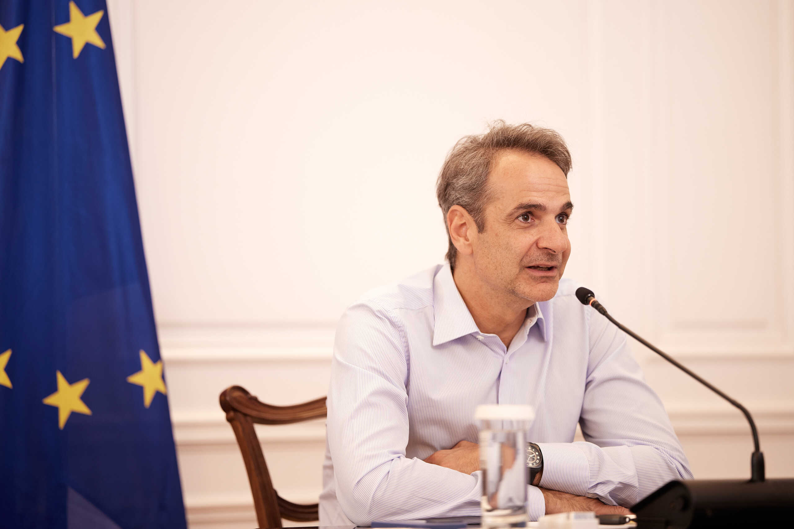 Συμμετοχή του Πρωθυπουργού Κυριάκου Μητσοτάκη στη τηλεδιάσκεψη κορυφής του ΕΛΚ για το αποτέλεσμα των Ευρωεκλογών Δευτέρα 10 Ιουνίου 2024  (ΔΗΜΗΤΡΗΣ ΠΑΠΑΜΗΤΣΟΣ