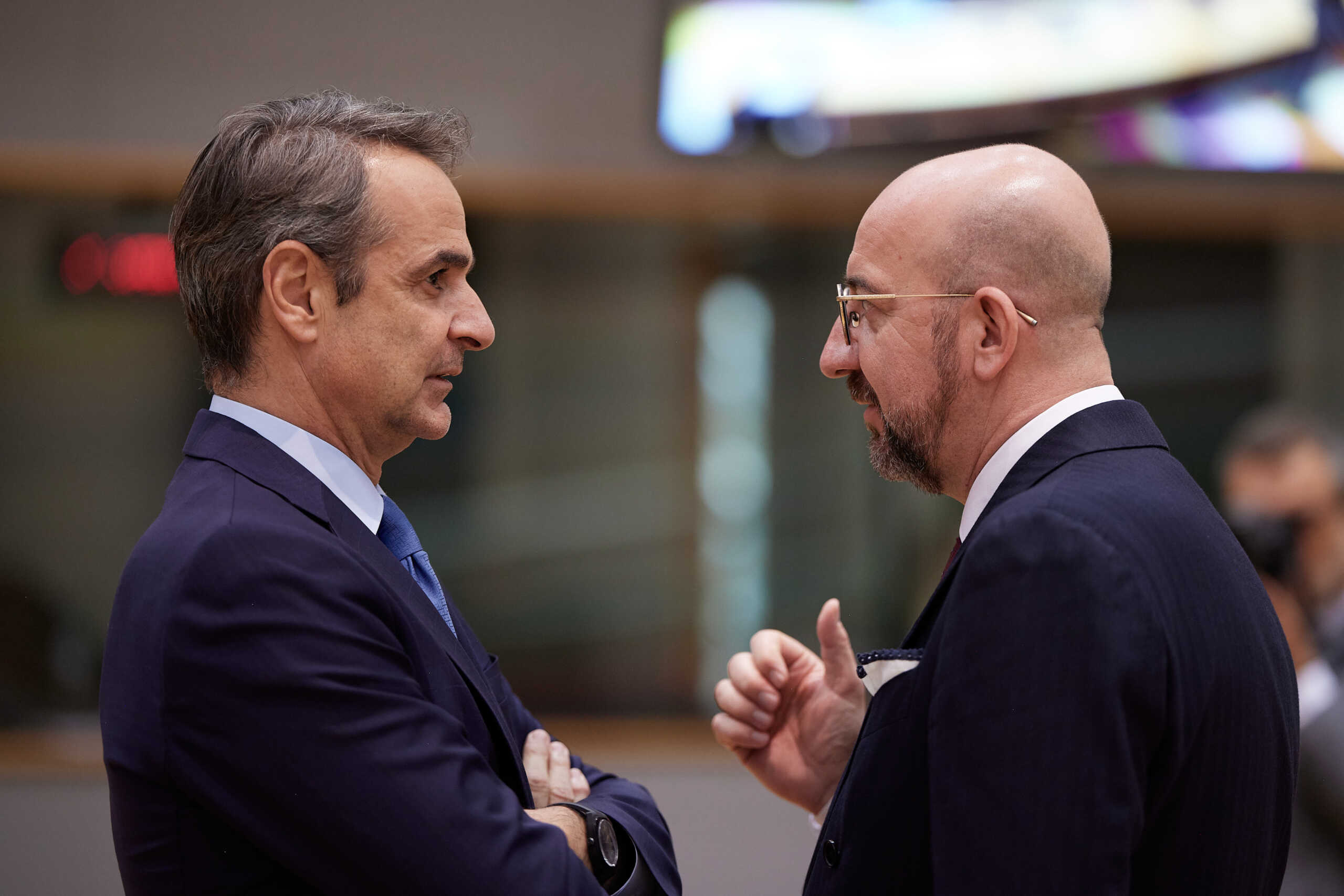 Ο Πρωθυπουργός Κυριάκος Μητσοτάκης στην έκτακτη Σύνοδο του Ευρωπαϊκού Συμβουλίου, στις Βρυξέλλες, Τετάρτη 18 Απριλίου 2024. 
(ΔΗΜΗΤΡΗΣ ΠΑΠΑΜΗΤΣΟΣ