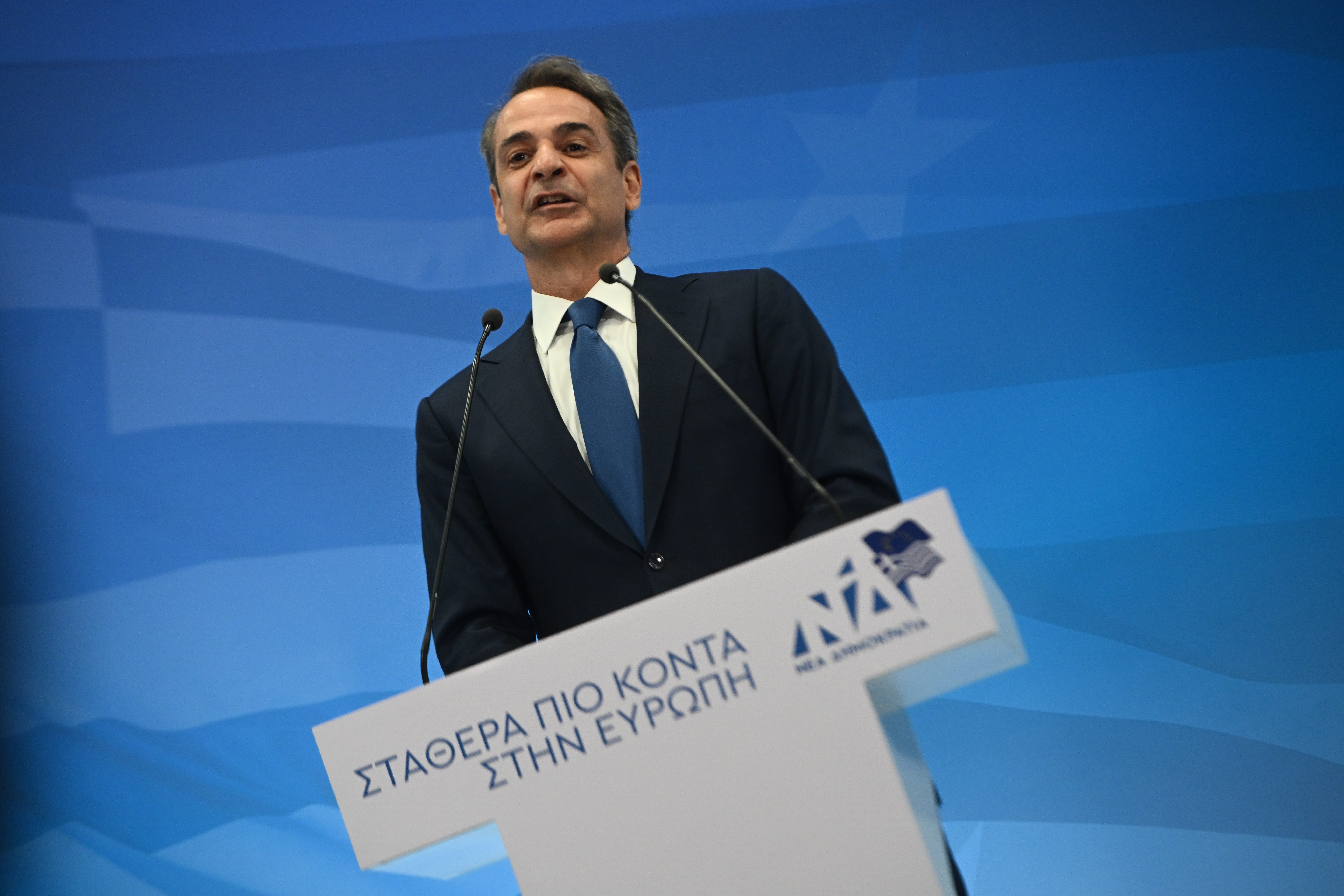 Ανακοίνωση των αποτελεσμάτων των ευρωεκλογών στα γραφεία της Νέας Δημοκρατίας, Κυριακή 9 Ιουνίου 2024. 
(ΚΩΣΤΑΣ ΤΖΟΥΜΑΣ