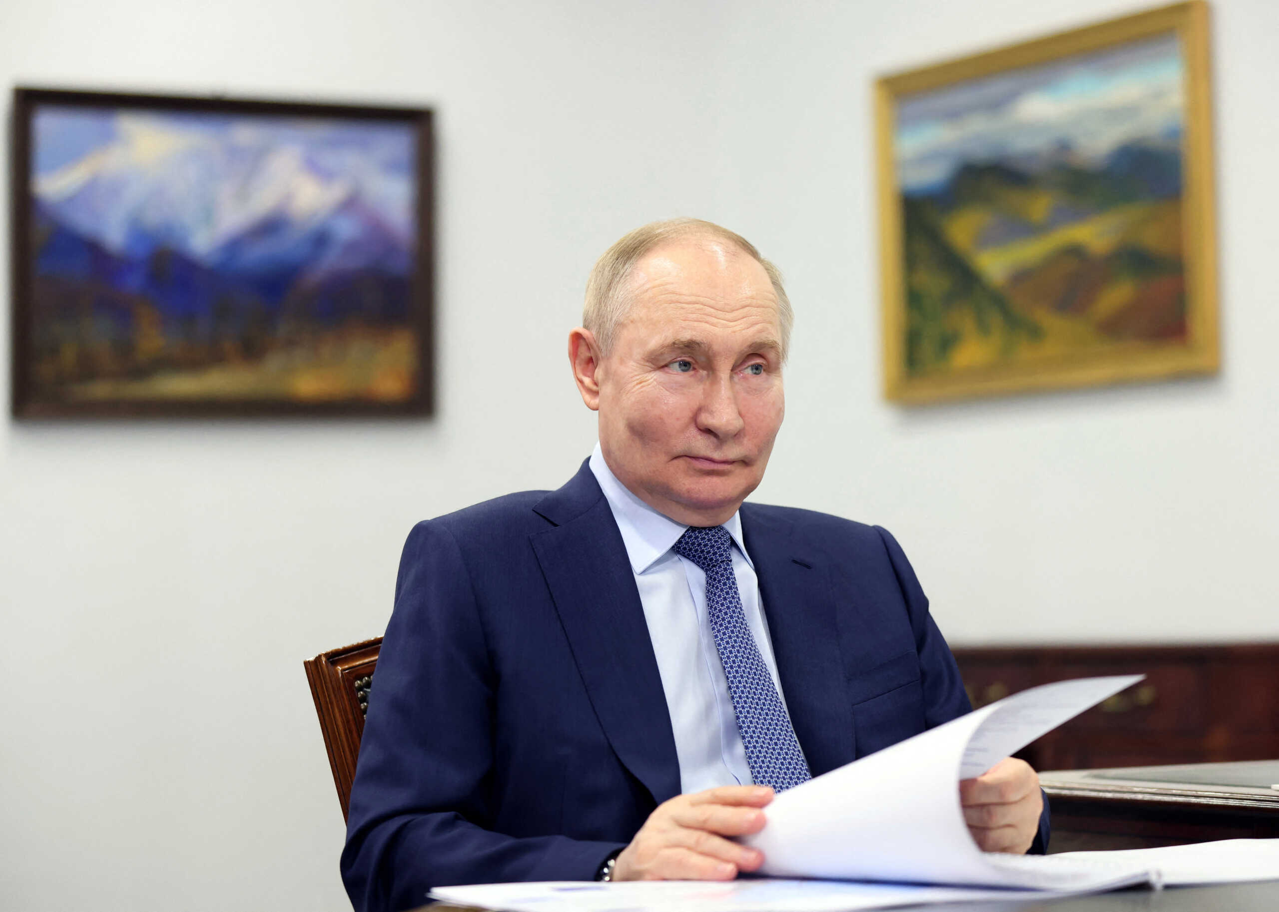 Russia's President Vladimir Putin attends a meeting with Aisen Nikolayev, head of the Republic of Sakha, in the city of Yakutsk, Russia June 18, 2024. Sputnik