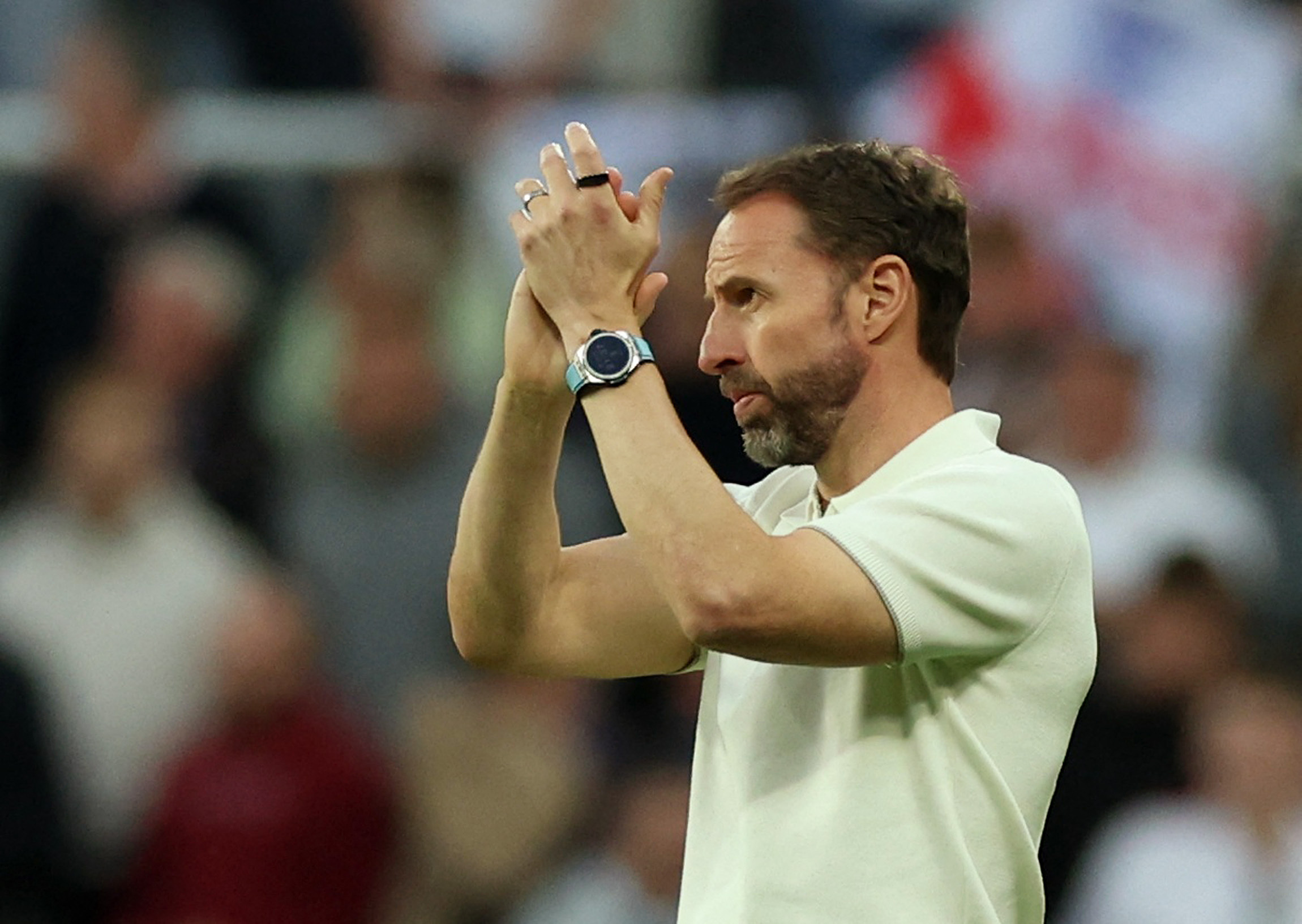 Soccer Football - International Friendly - England v Bosnia and Herzegovina - St James' Park, Newcastle, Britain - June 3, 2024 England manager Gareth Southgate celebrates after the match REUTERS