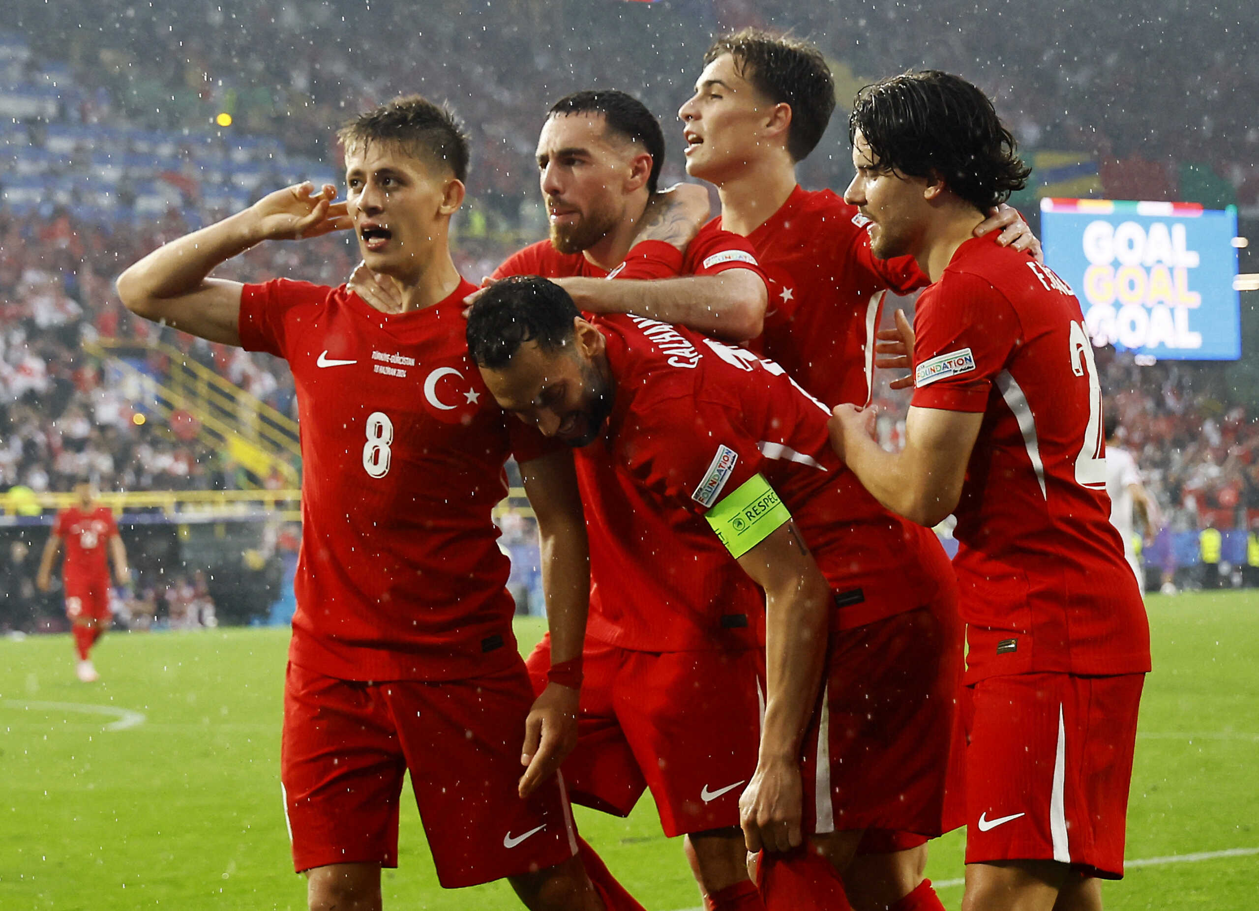 Soccer Football - Euro 2024 - Group F - Turkey v Georgia - Dortmund BVB Stadion, Dortmund, Germany - June 18, 2024 Turkey's Arda Guler celebrates scoring their second goal with teammates REUTERS