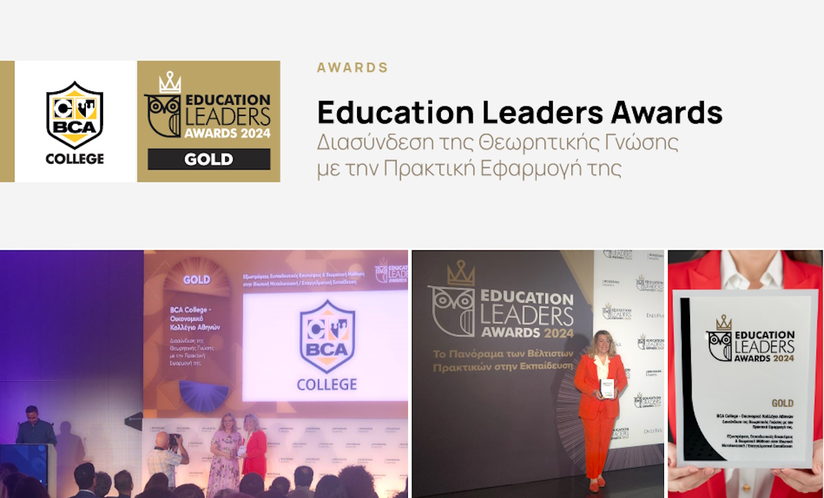 Το BCA College κέρδισε το Χρυσό Βραβείο στα Education Leaders Awards 2024 στην Κατηγορία Εξωστρέφεια, Εκπαιδευτικές Επισκέψεις & Βιωματική Μάθηση