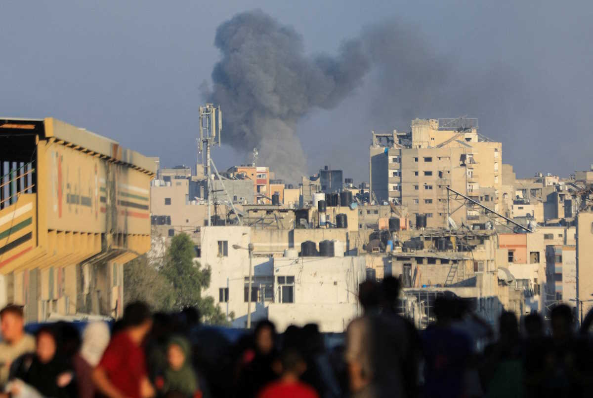 Smoke rises during an Israeli air strike, amid Israel-Hamas conflict, in Gaza City, July 7, 2024. REUTERS