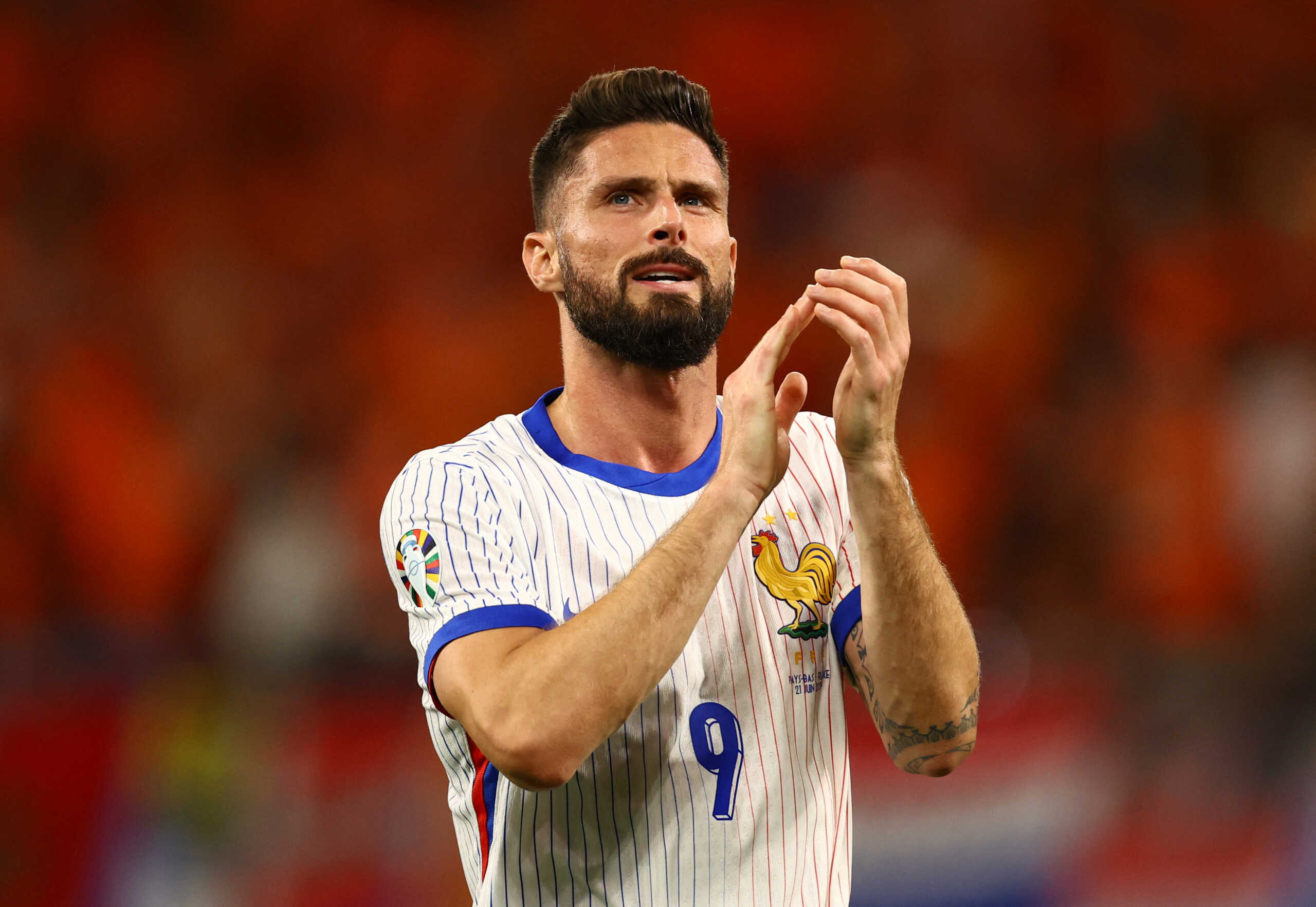 Soccer Football - Euro 2024 - Group D - Netherlands v France - Leipzig Stadium, Leipzig, Germany - June 21, 2024  France's Olivier Giroud reacts after the match REUTERS