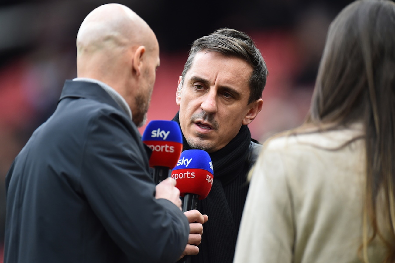 epa10477403 Former Manchester United's player Gary Neville ahead of the English Premier League soccer match between Manchester United and Leicester City in Manchester, Britain, 19 February 2023.  EPA