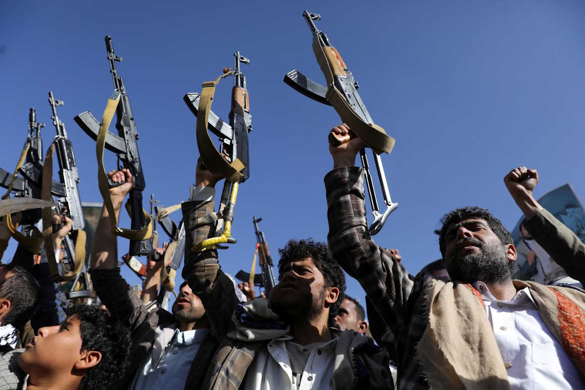 Protesters, largely Houthi supporters, rally to show solidarity with Palestinians in the Gaza Strip, in Sanaa, Yemen, June 7, 2024. REUTERS