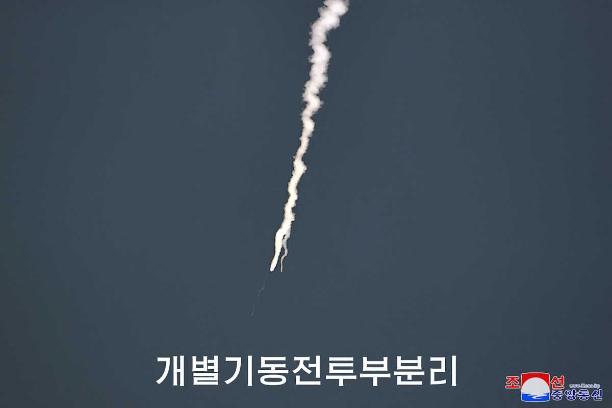 A view of an individual mobile combat separation and guidance control test conducted by the the Democratic People's Republic of Korea's Missile General Directorate at unknown location according to KCNA (Korean Central News Agency), in this image released by the Korean Central News Agency on June 26, 2024.     KCNA via REUTERS    ATTENTION EDITORS - THIS IMAGE WAS PROVIDED BY A THIRD PARTY. REUTERS IS UNABLE TO INDEPENDENTLY VERIFY THIS IMAGE. NO THIRD PARTY SALES. SOUTH KOREA OUT. NO COMMERCIAL OR EDITORIAL SALES IN SOUTH KOREA.