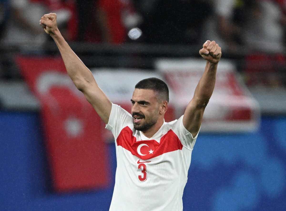 Soccer Football - Euro 2024 - Round of 16 - Austria v Turkey - Leipzig Stadium, Leipzig, Germany - July 2, 2024 Turkey's Merih Demiral celebrates scoring their second goal REUTERS