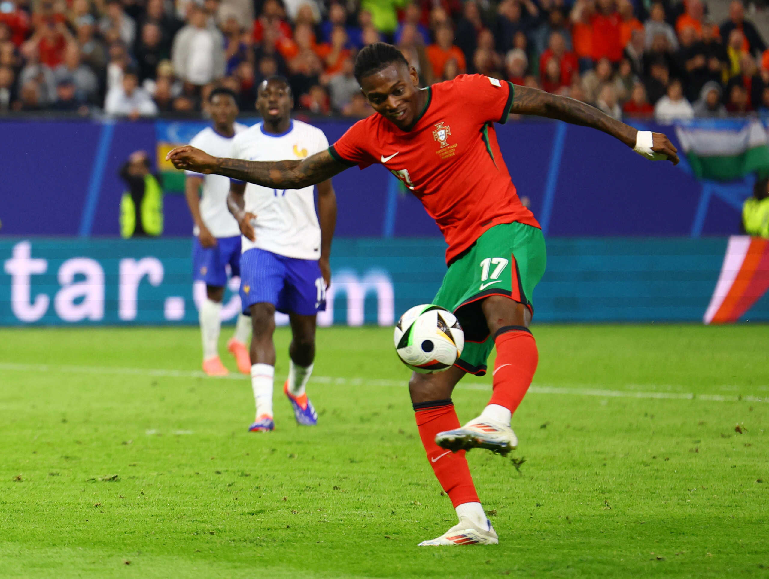 Soccer Football - Euro 2024 - Quarter Final - Portugal v France - Hamburg Volksparkstadion, Hamburg, Germany - July 5, 2024 Portugal's Rafael Leao in action REUTERS