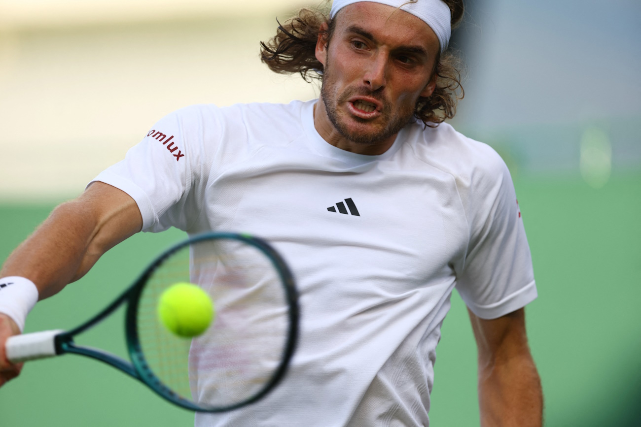 Tennis - Wimbledon - All England Lawn Tennis and Croquet Club, London, Britain - July 2, 2024 Greece's Stefanos Tsitsipas in action during his first round match against Japan's Taro Daniel REUTERS