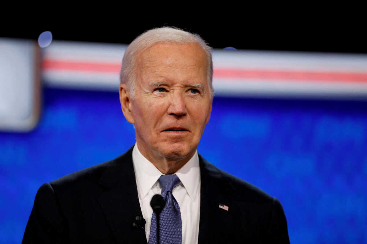 FILE PHOTO: U.S. President Joe Biden attends the first presidential debate hosted by CNN in Atlanta, Georgia, U.S., June 27, 2024. REUTERS
