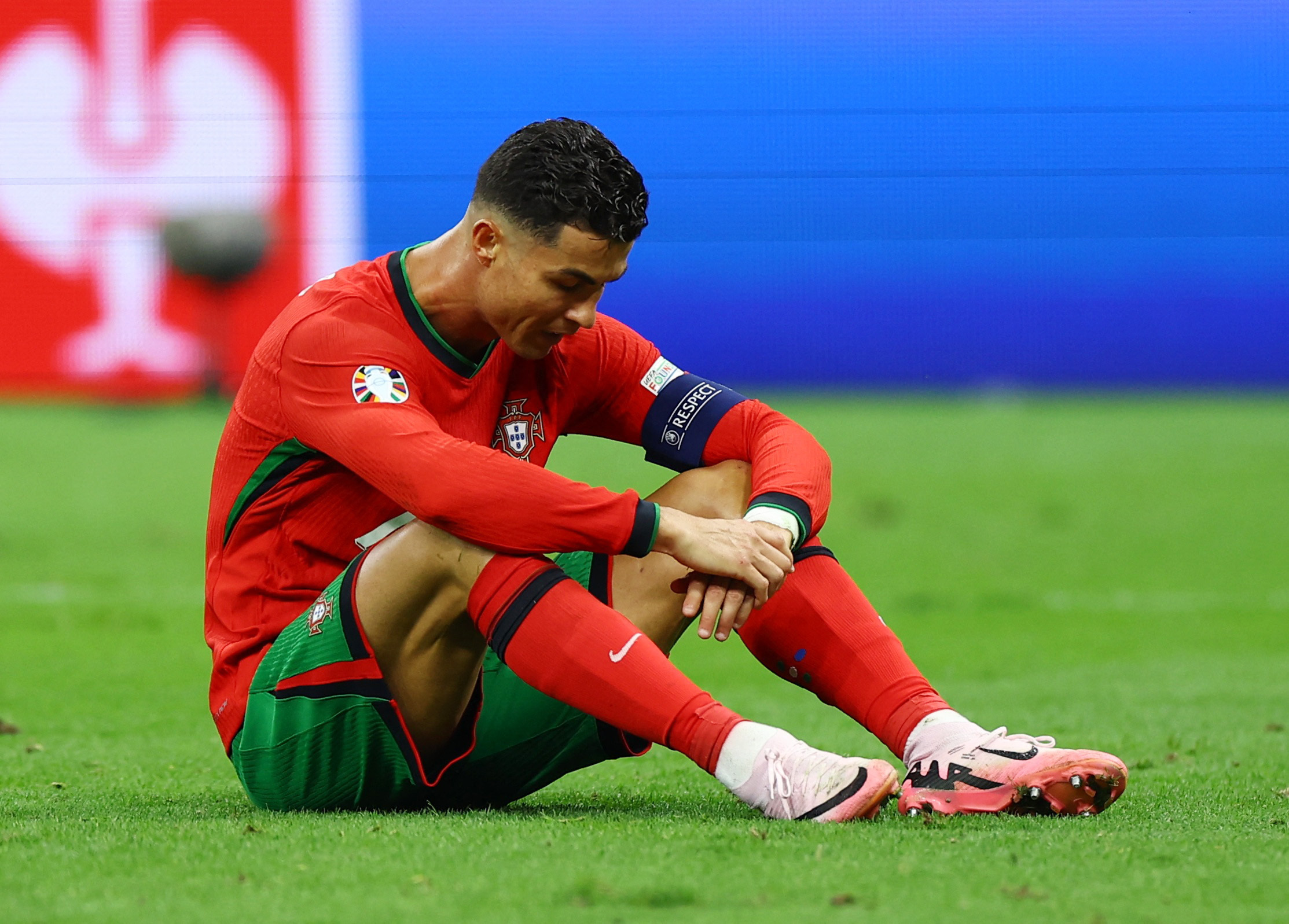 Soccer Football - Euro 2024 - Round of 16 - Portugal v Slovenia - Frankfurt Arena, Frankfurt, Germany - July 1, 2024  Portugal's Cristiano Ronaldo reacts REUTERS