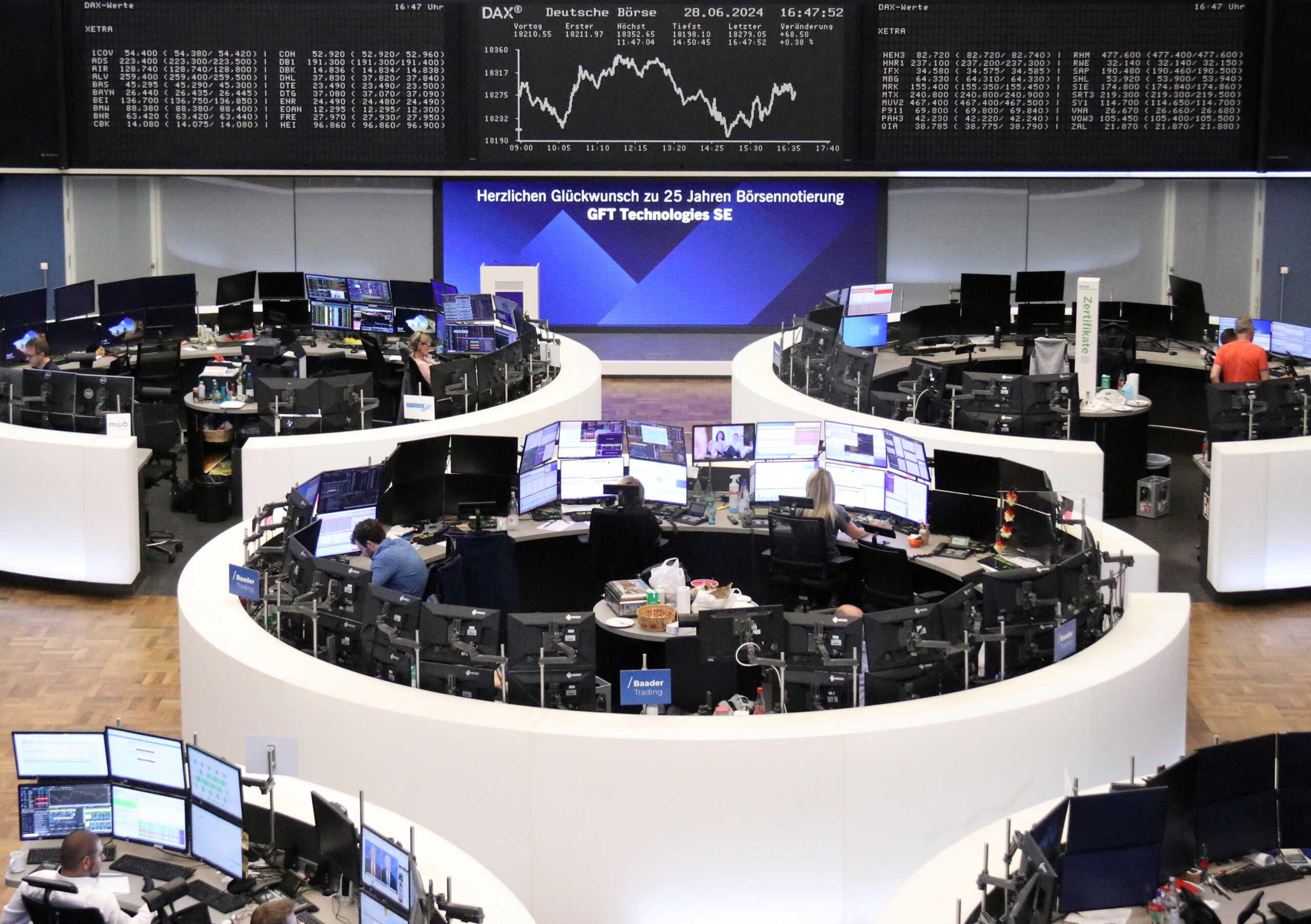The German share price index DAX graph is pictured at the stock exchange in Frankfurt, Germany, June 28, 2024.     REUTERS