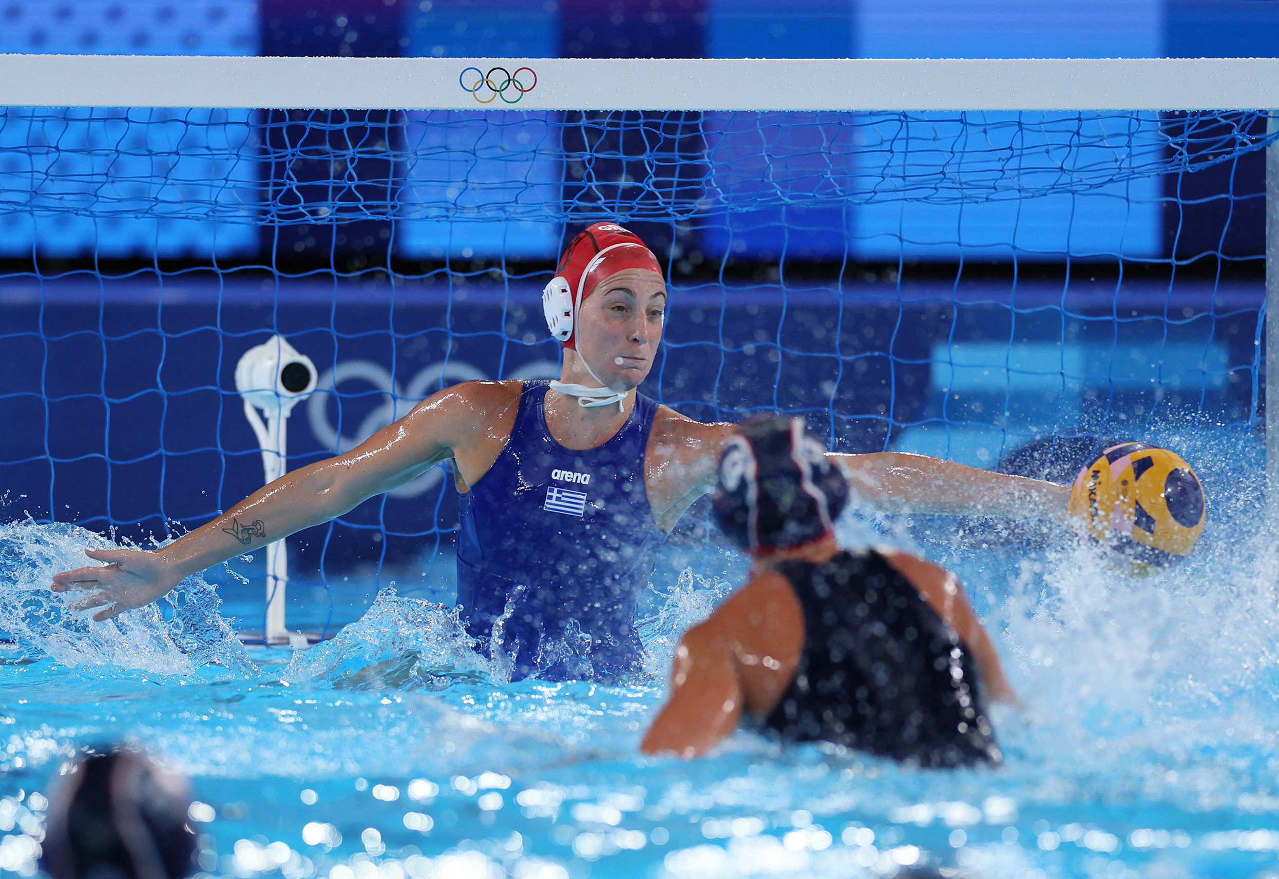 Paris 2024 Olympics - Water Polo - Women's Preliminary Round - Group B - Greece vs United States of America - Aquatics Centre, Saint-Denis, France - July 27, 2024. Ioanna Stamatopoulou of Greece in action REUTERS