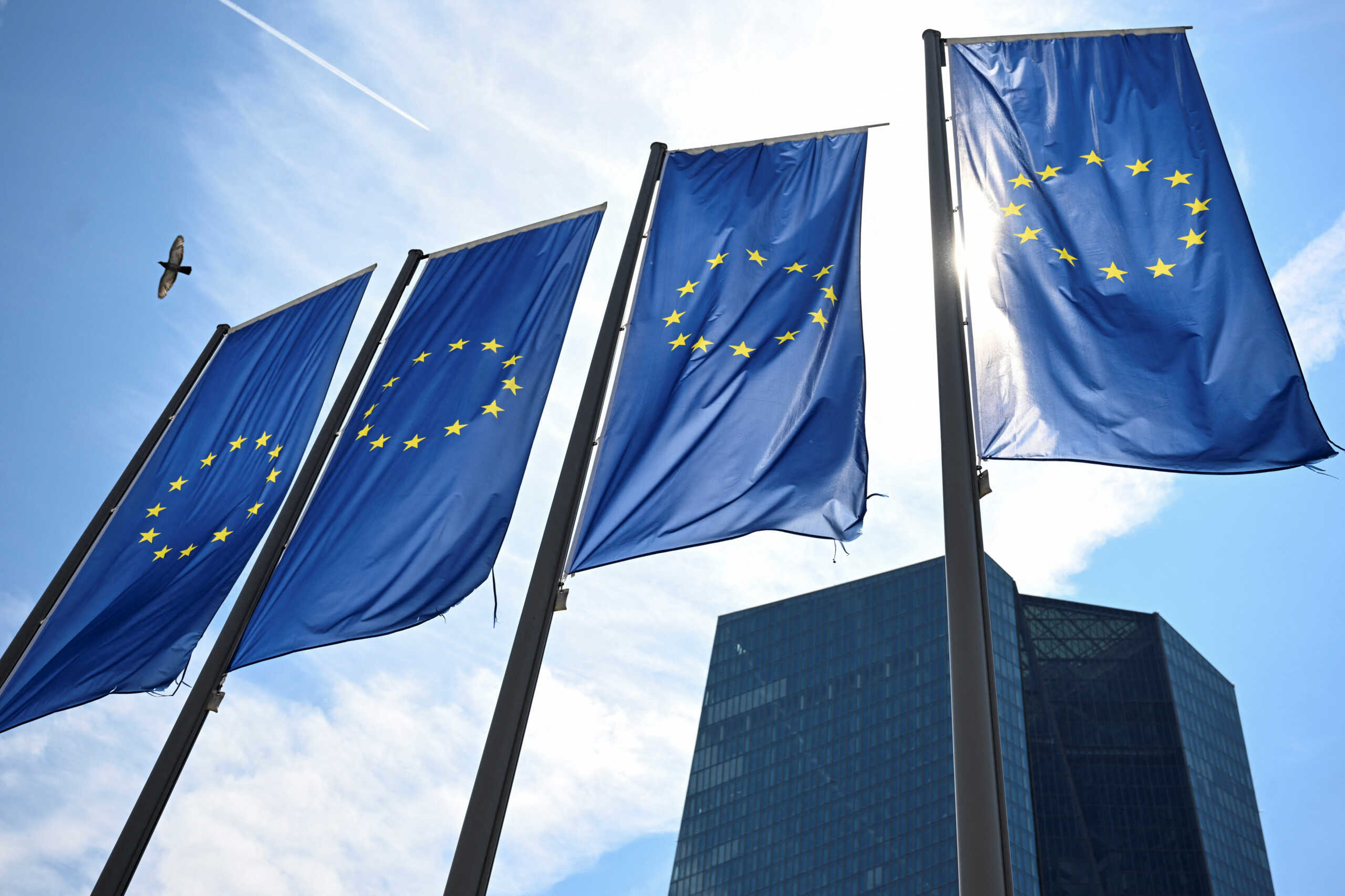 EU flags flutter in front of European Central Bank (ECB) headquarters in Frankfurt, Germany July 18, 2024. REUTERS