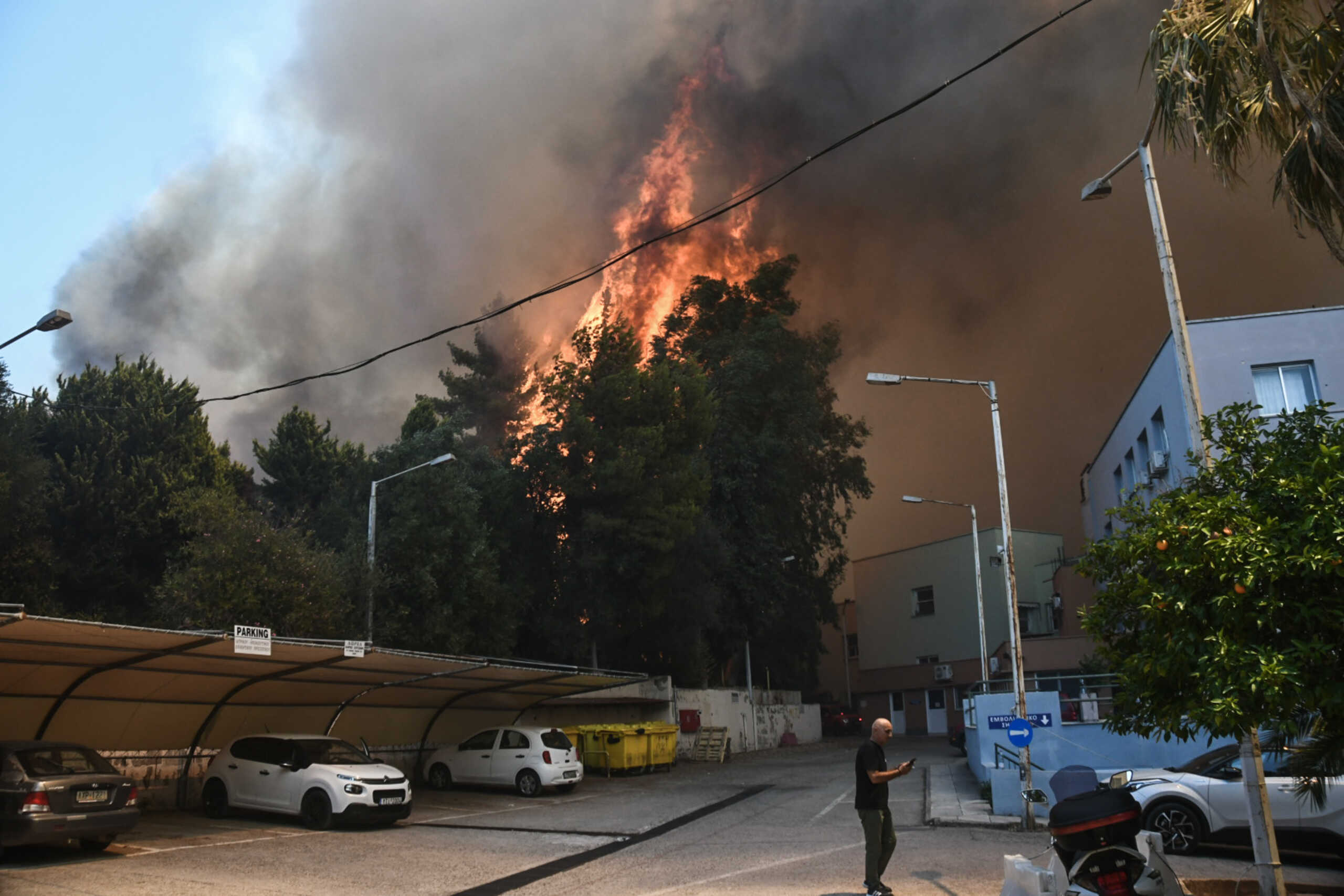 Πυρκαγιά στην περιοχή Γηροκομειό της Πάτρας, Τρίτη 9 Ιουλίου 2024. 
(EUROKINISSI)