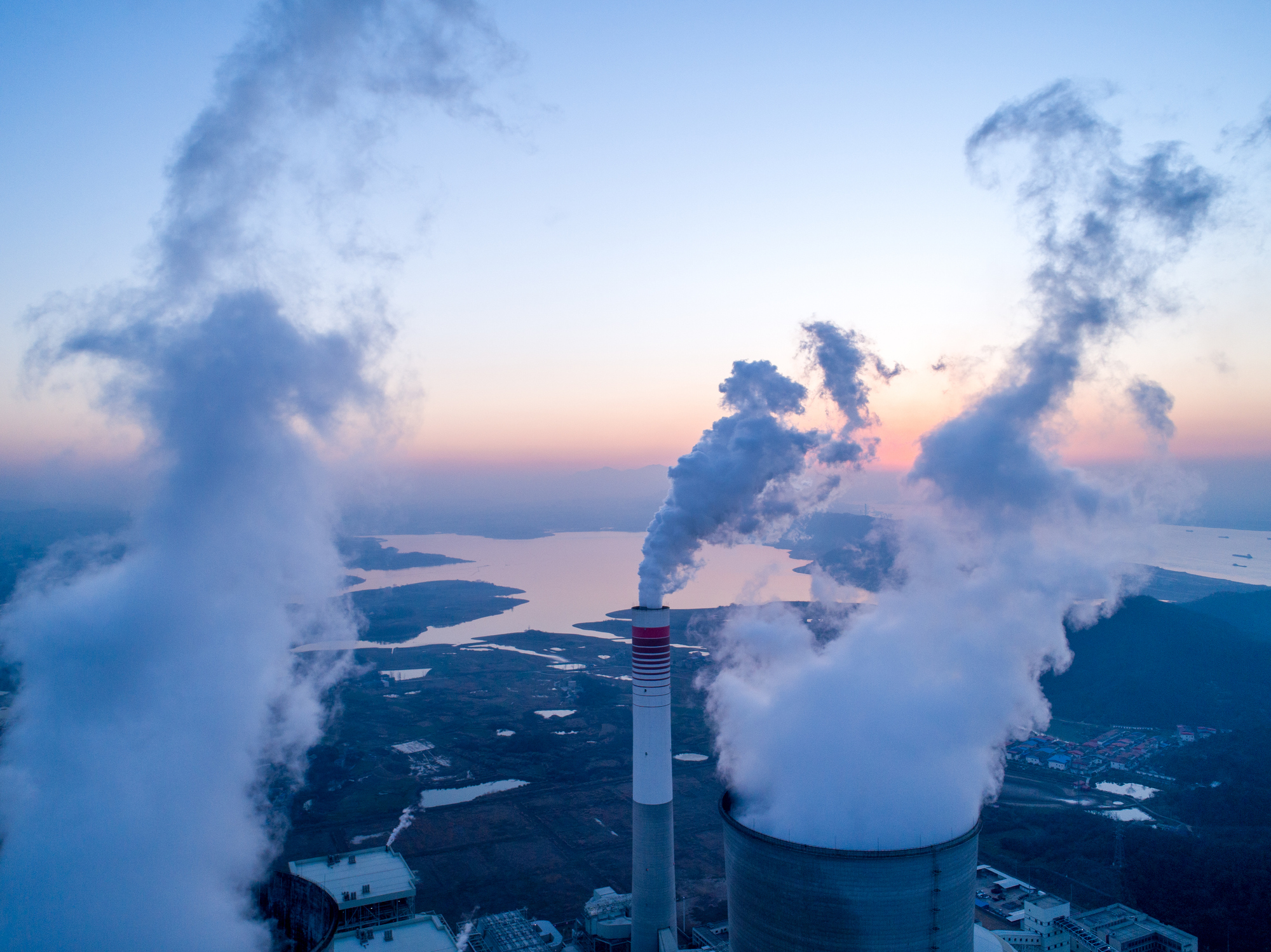 Detail of a modern power plant fueled with coal and biomass