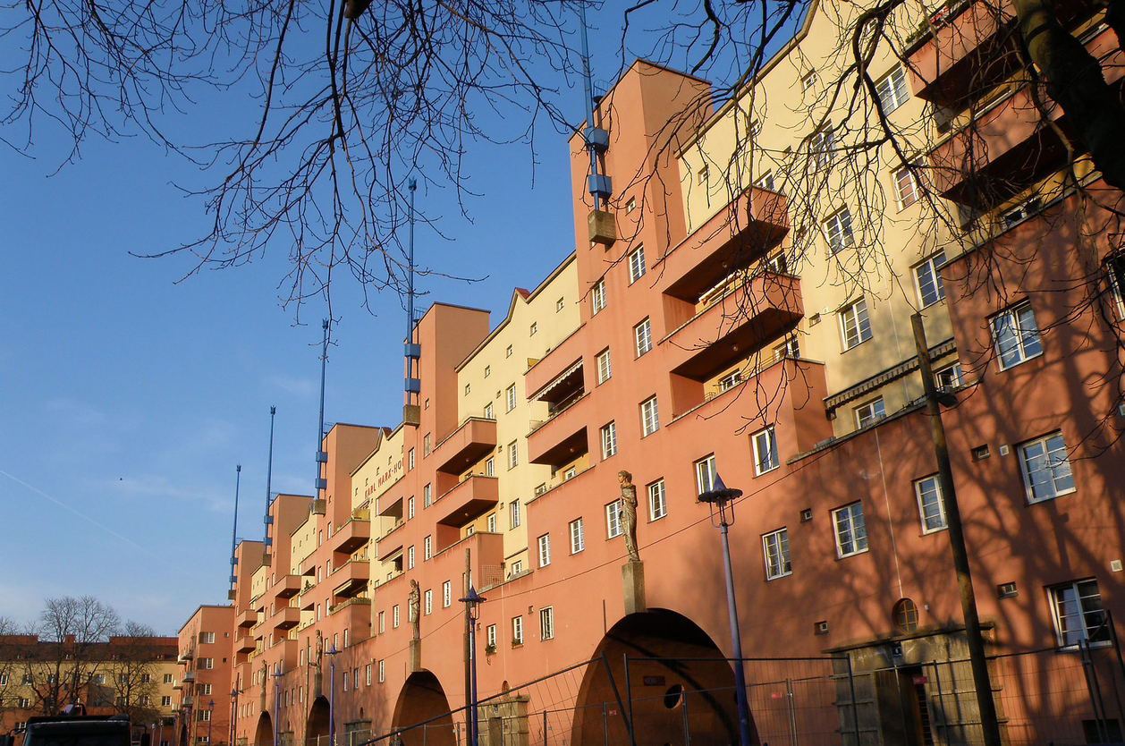 Face of the Karl Marx Hof in Vienna, a huge residential complex from the "Red Vienna" in the interwar period