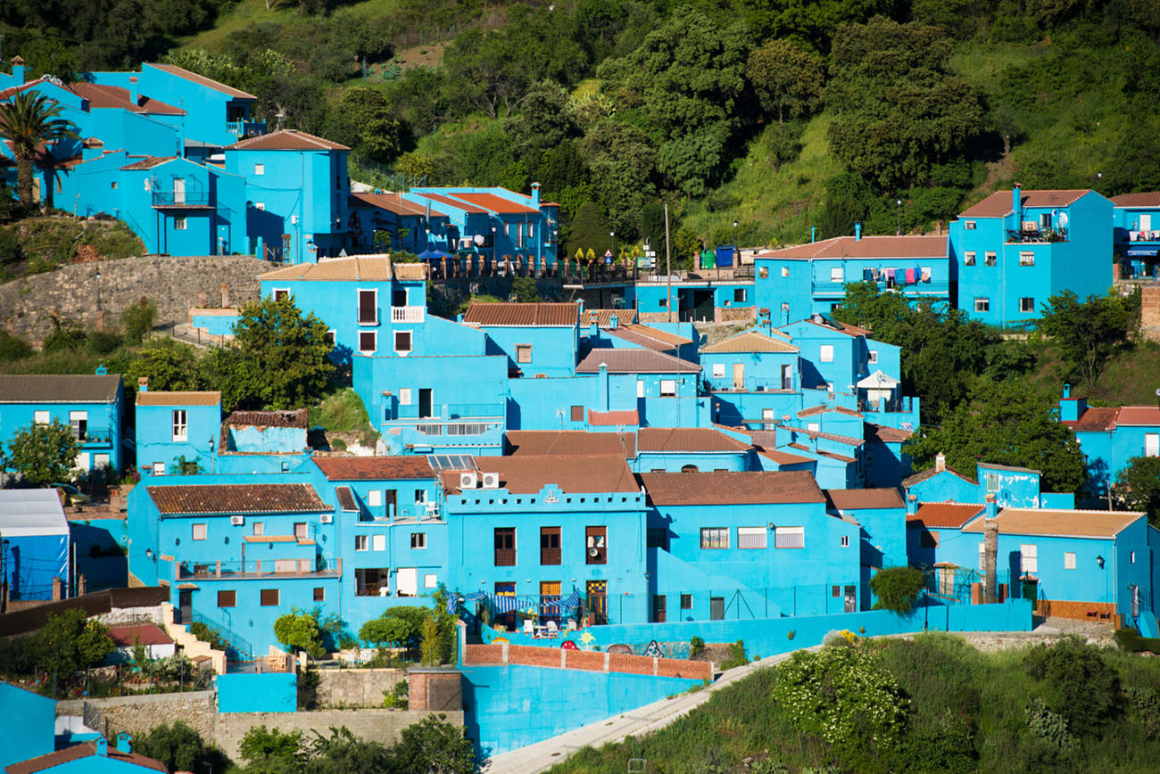 Juzcar, blue Andalusian village in Malaga, Spain. village was painted blue for The Smurfs movie launch