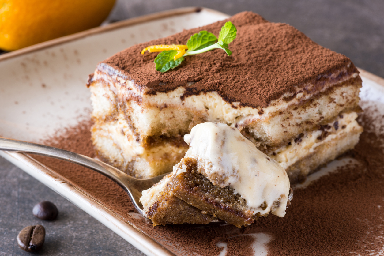 Italian Dessert Tiramisu with Mascarpone Cheese and Espresso Coffee