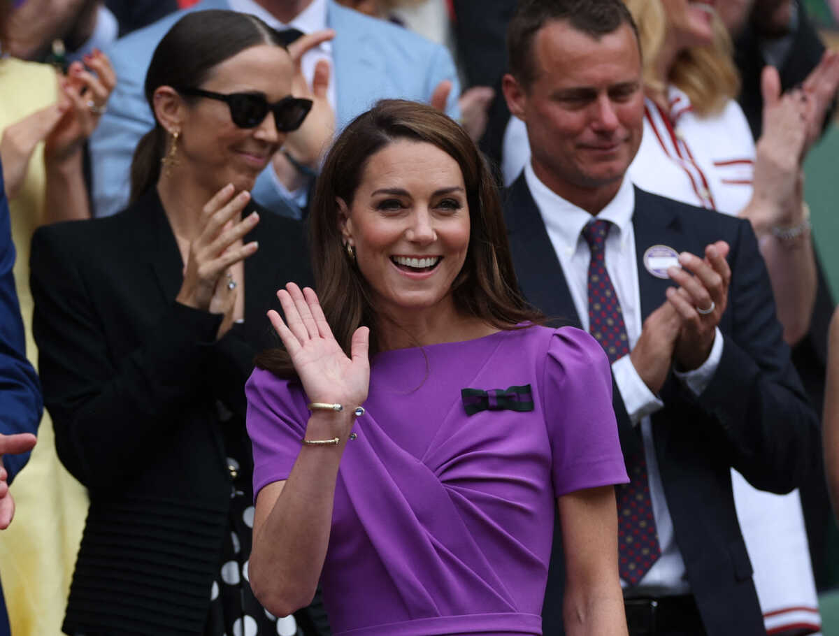 Tennis - Wimbledon - All England Lawn Tennis and Croquet Club, London, Britain - July 14, 2024 Britain's Catherine, Princess of Wales is seen in the royal box before the men's singles final REUTERS