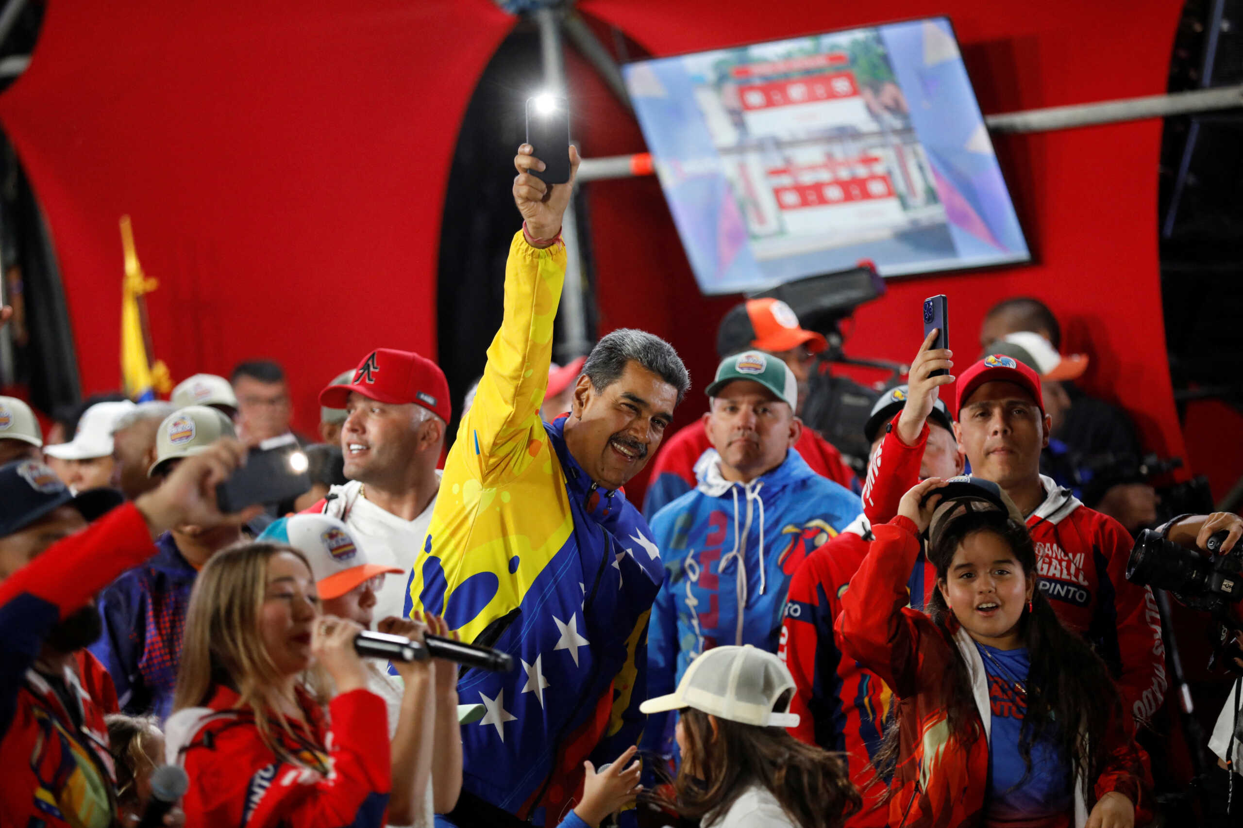Venezuelan President Nicolas Maduro celebrates after the presidential election in Caracas, Venezuela July 29, 2024.  REUTERS