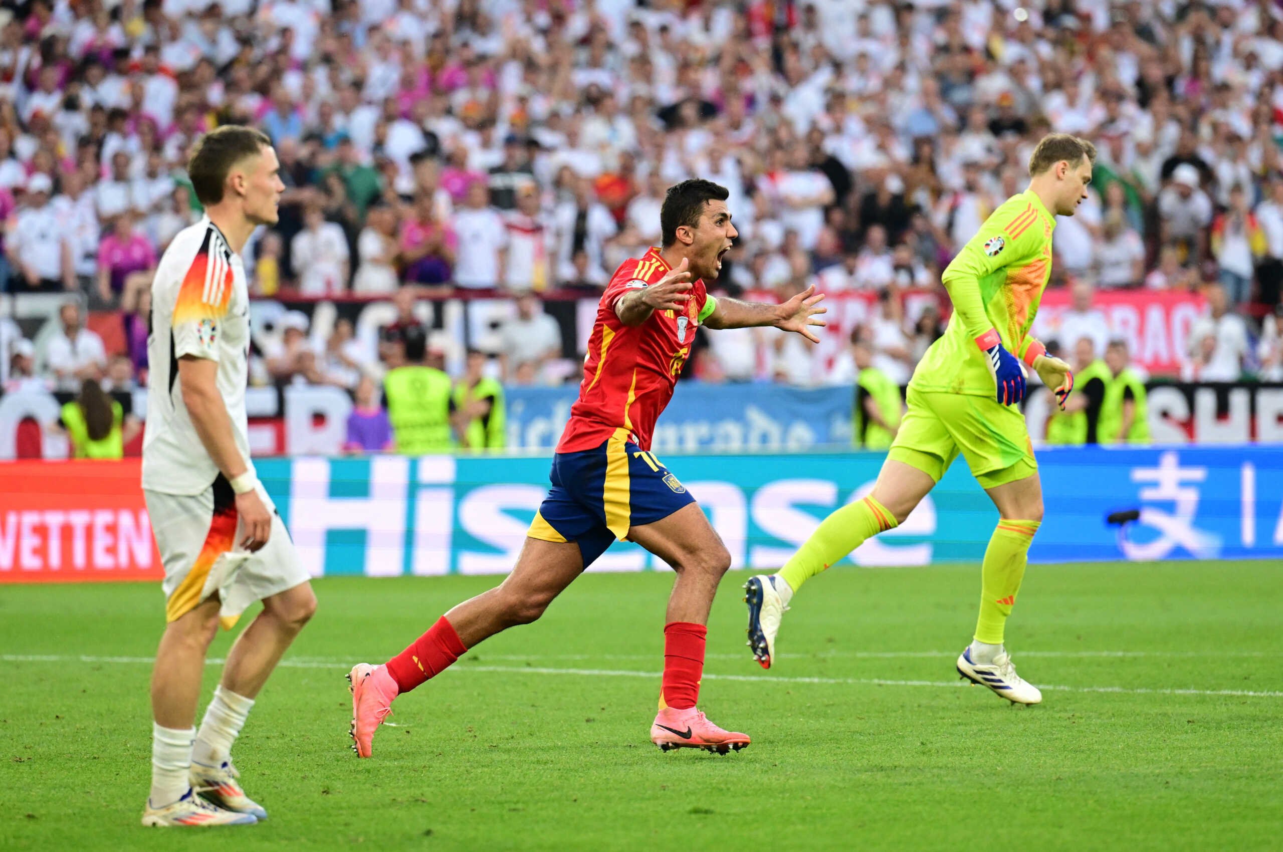 Soccer Football - Euro 2024 - Quarter Final - Spain v Germany - Stuttgart Arena, Stuttgart, Germany - July 5, 2024 Spain's Rodri celebrates after the match REUTERS