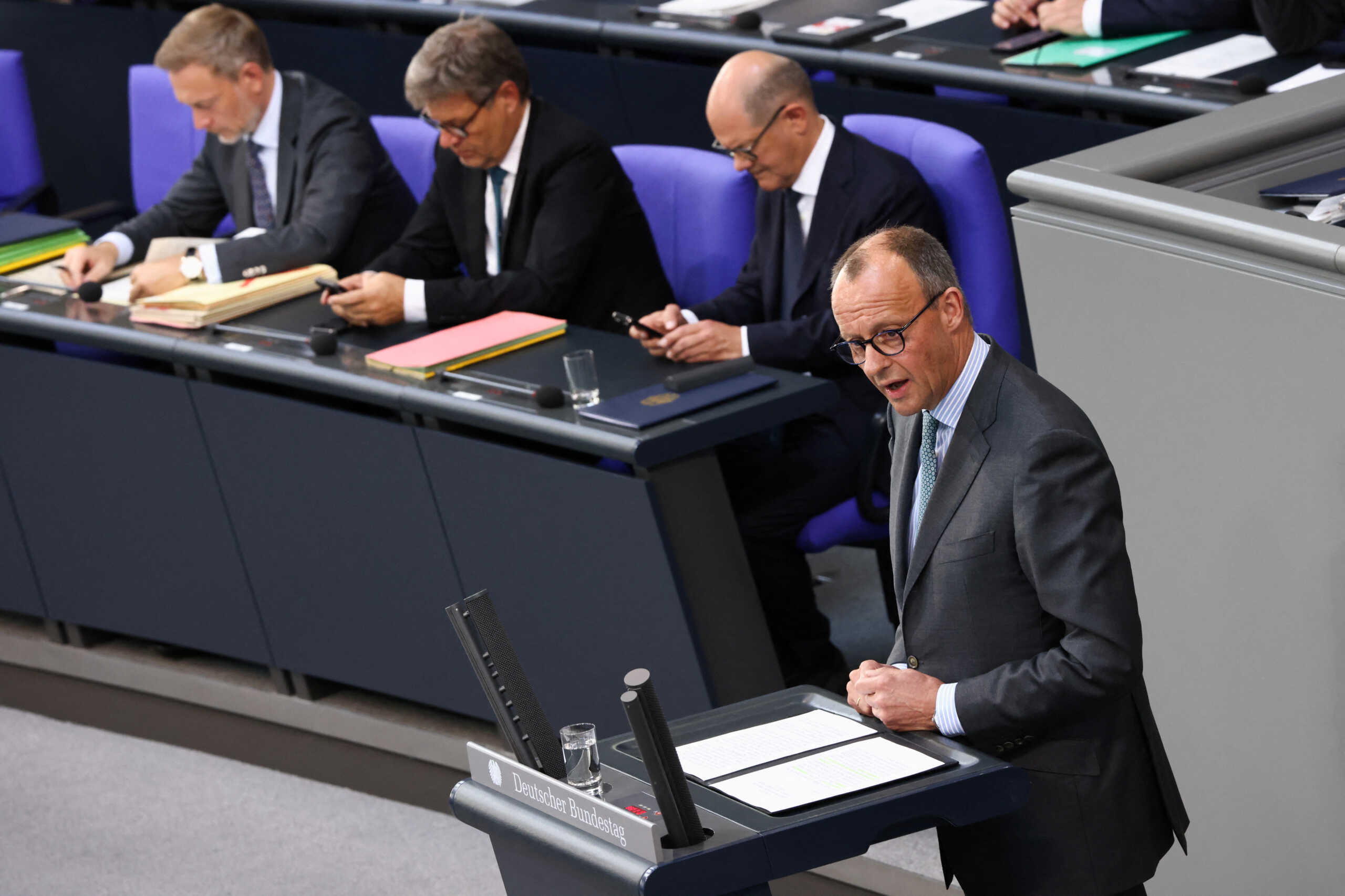 Christian Democratic Union (CDU) party leader Friedrich Merz speaks during a session of the lower house of parliament, the Bundestag, in Berlin, Germany June 26, 2024.  REUTERS