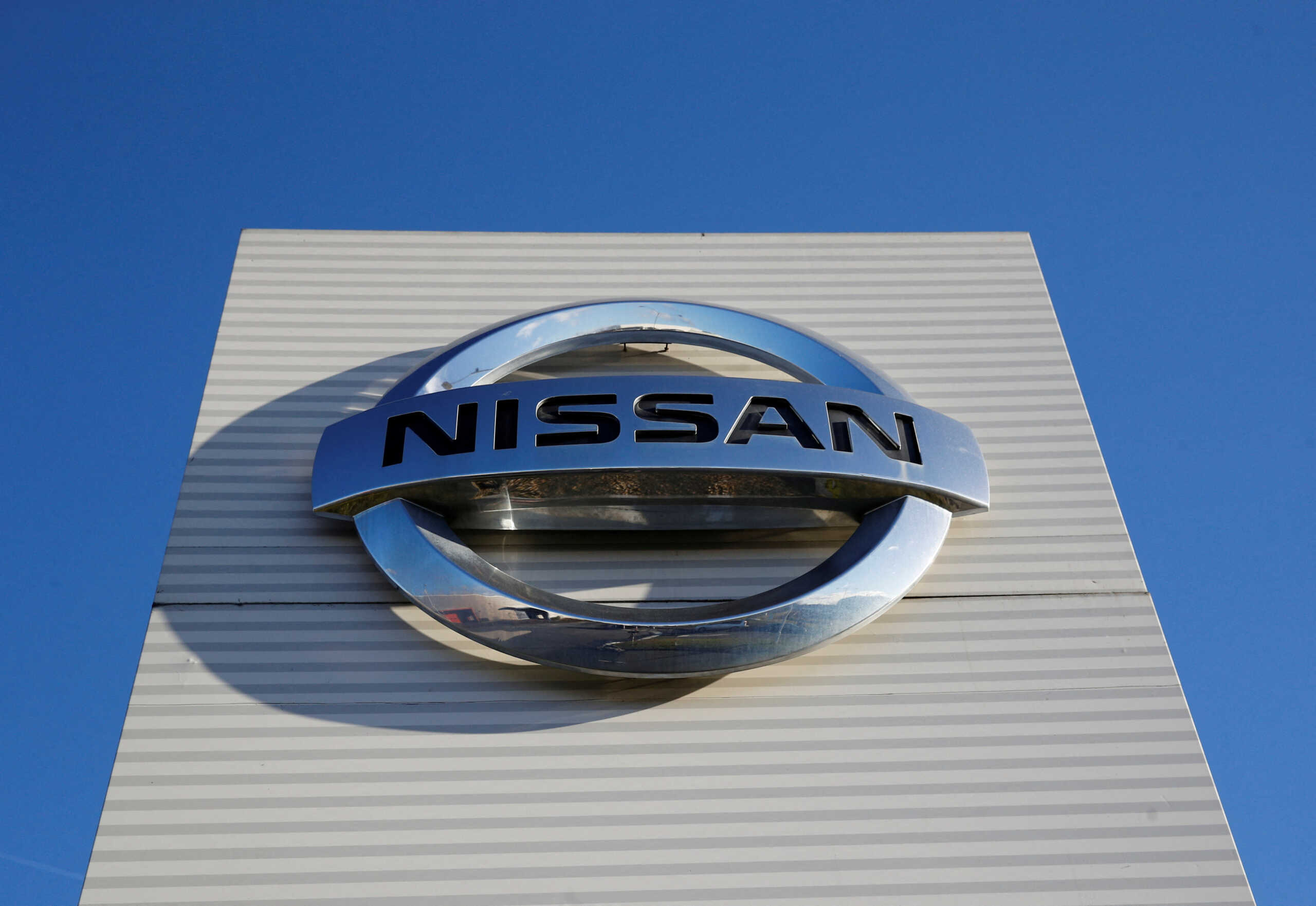 FILE PHOTO: The Nissan logo is seen at Nissan car plant in Sunderland, Britain February 4, 2019. REUTERS