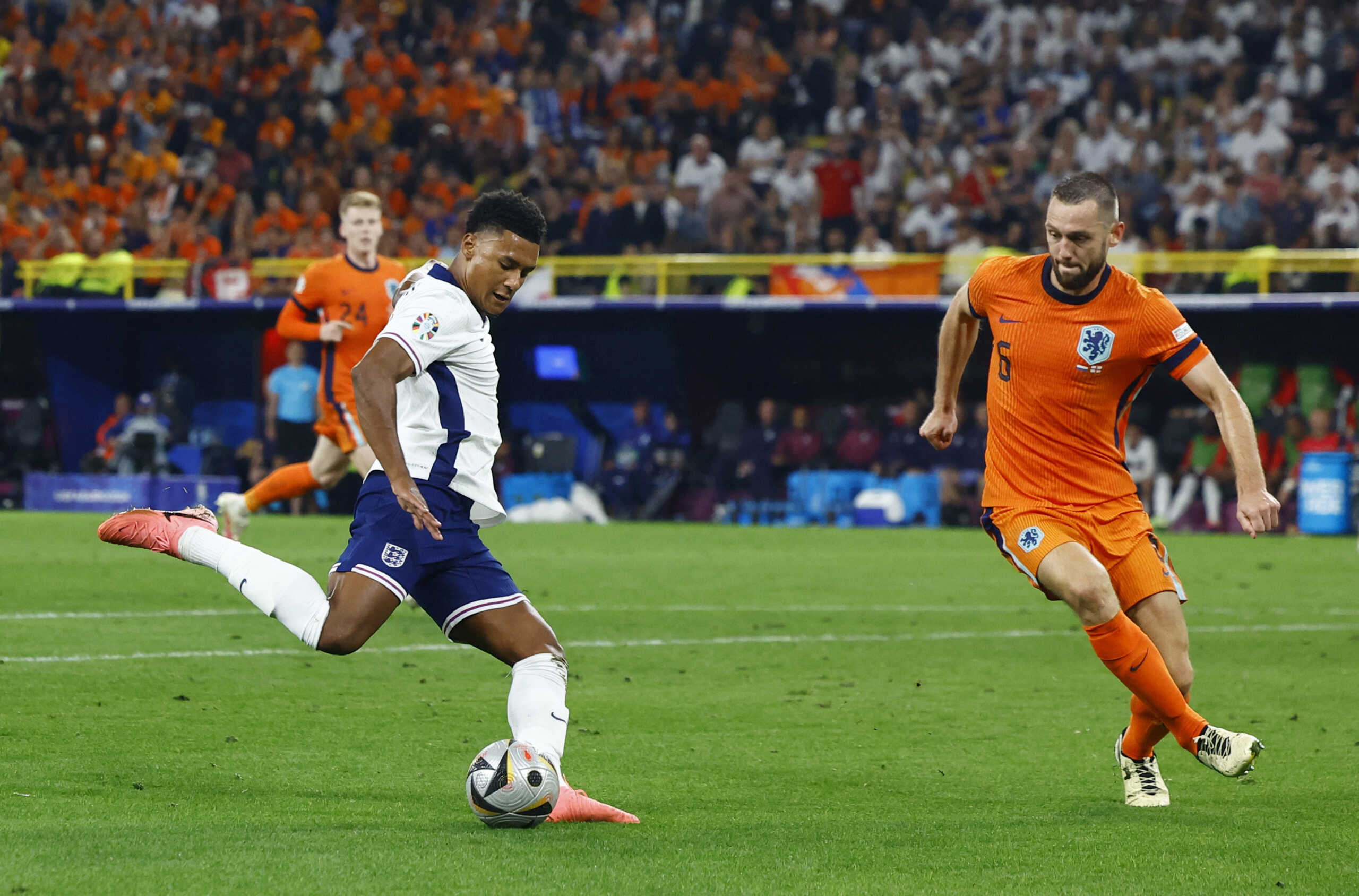 Soccer Football - Euro 2024 - Semi Final - Netherlands v England - Dortmund BVB Stadion, Dortmund, Germany - July 10, 2024  England's Ollie Watkins scores their second goal REUTERS