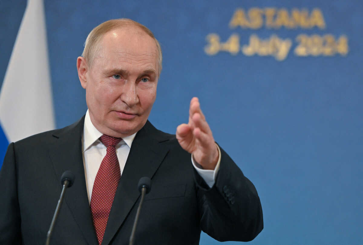 Russian President Vladimir Putin attends a press conference following Shanghai Cooperation Organization (SCO) summit in Astana, Kazakhstan July 4, 2024. Sputnik
