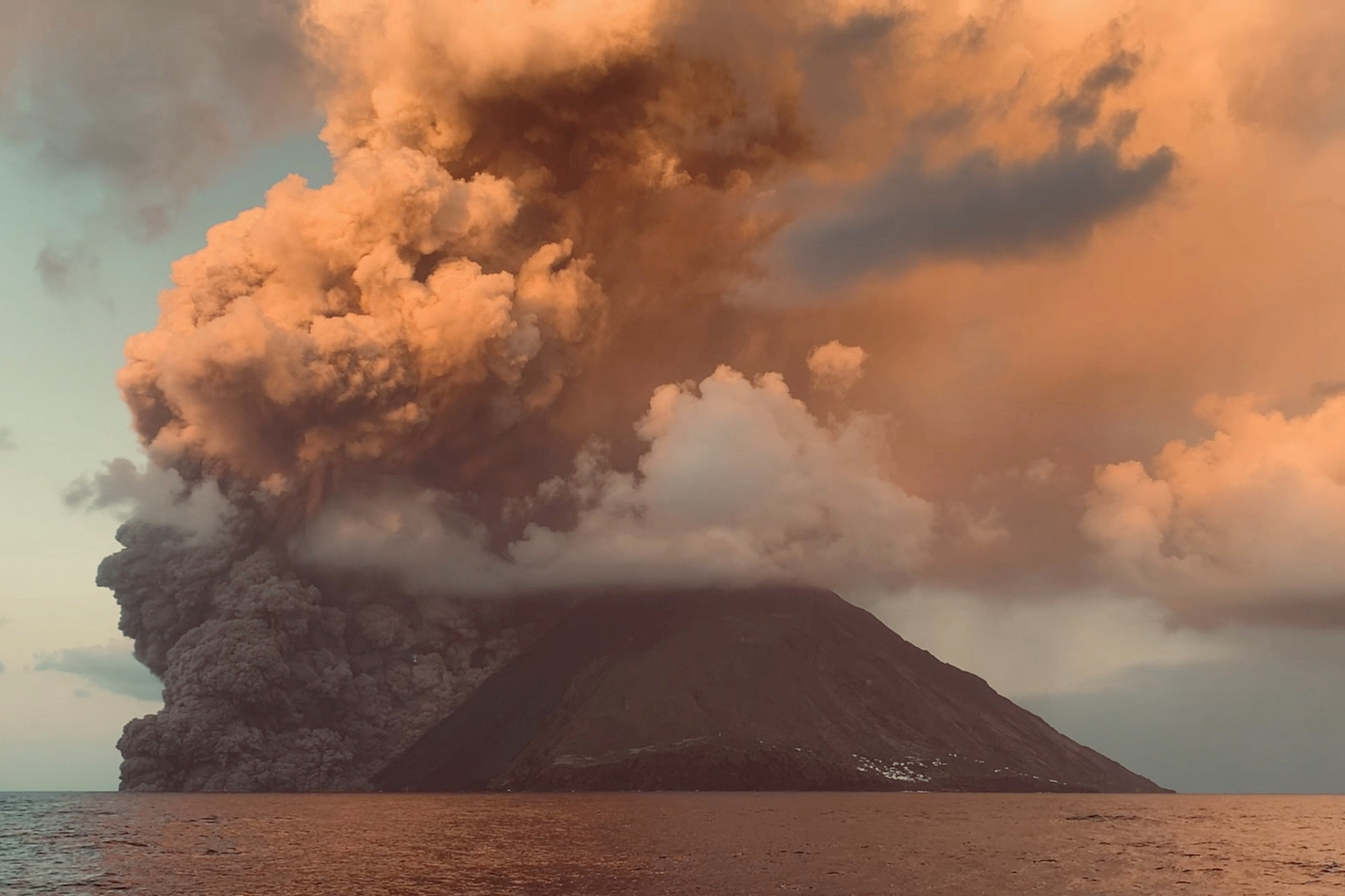 Smoke rises from the Stromboli volcano in this screengrab taken from a video, in Stromboli, Italy July 4, 2024. Marco Malaspina