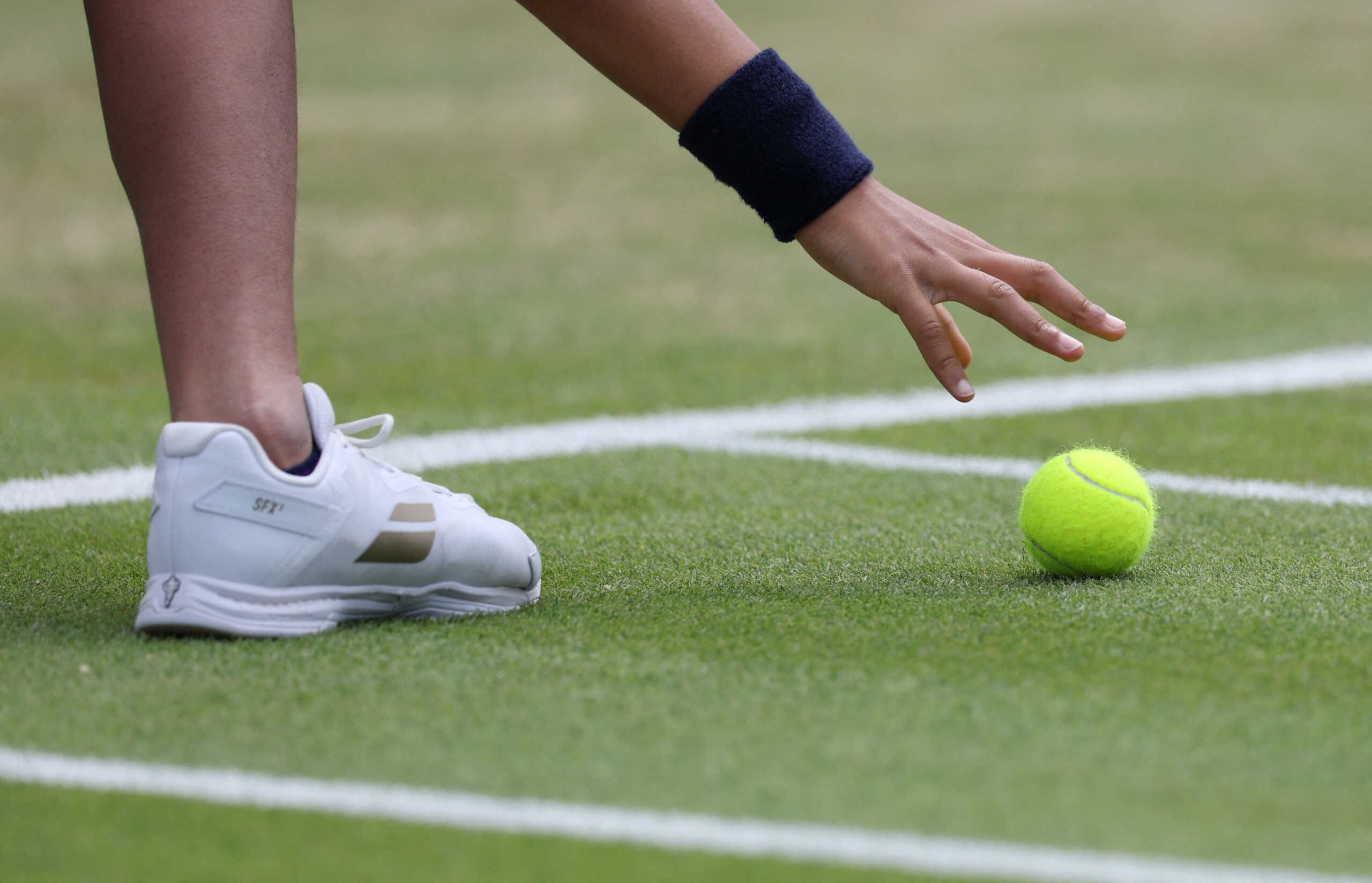 Tennis - Wimbledon - All England Lawn Tennis and Croquet Club, London, Britain - July 5, 2024 General view of the match ball during the third round match between Russia's Daria Kasatkina and Spain's Paula Badosa REUTERS