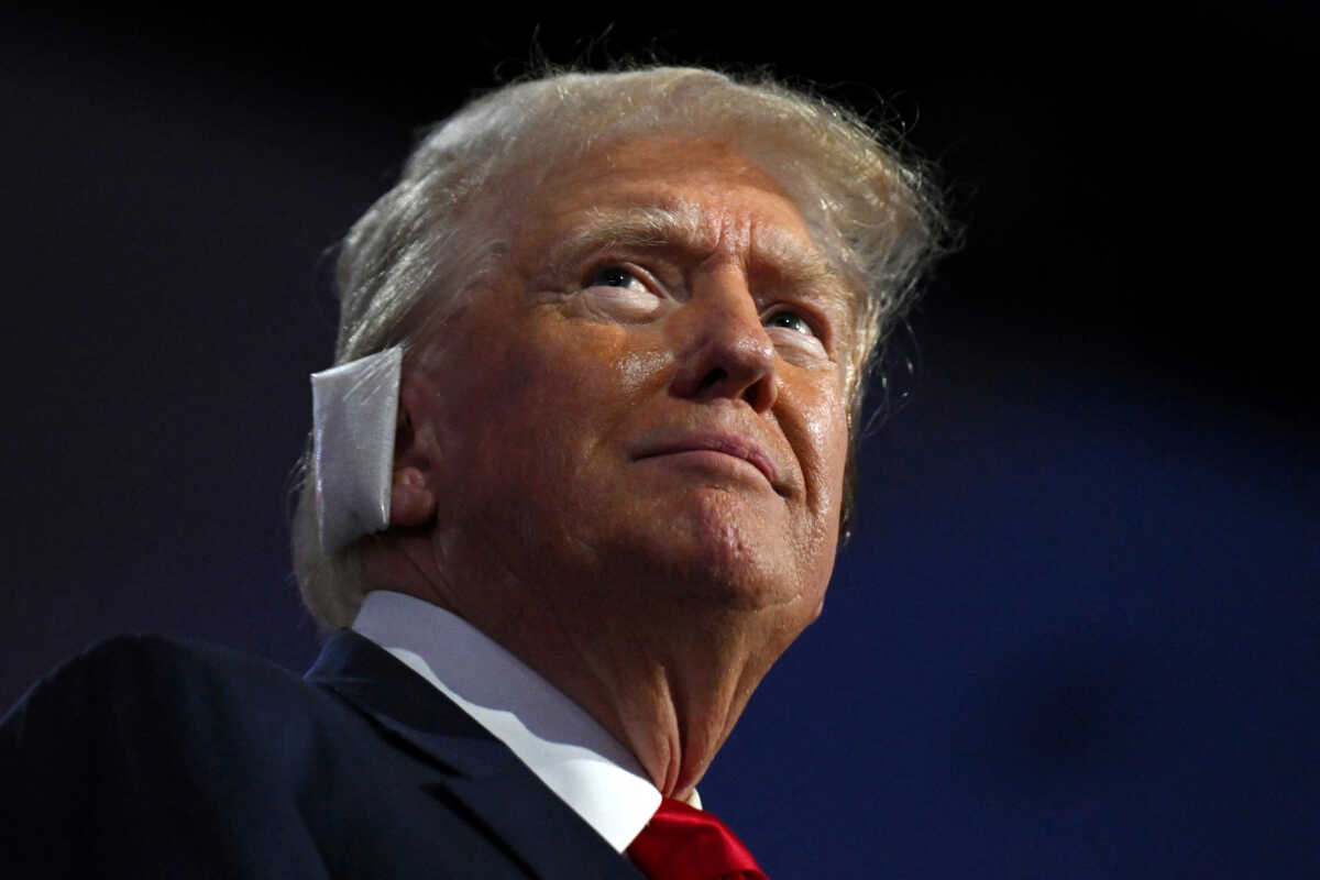 Republican presidential nominee and former President Donald Trump attends Day 1 of the Republican National Convention (RNC), at the Fiserv Forum in Milwaukee, Wisconsin, U.S., July 15, 2024. REUTERS