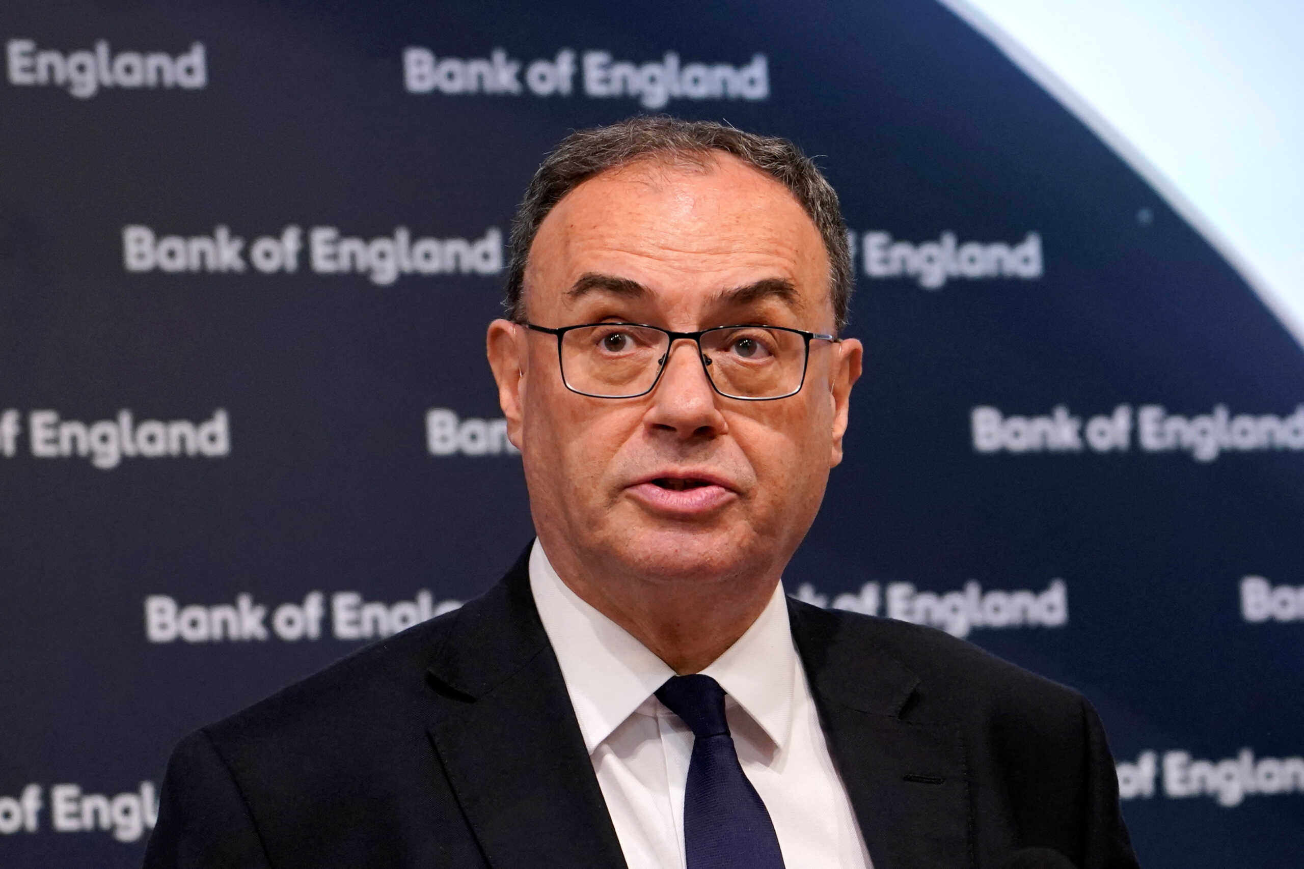 Andrew Bailey, Governor of the Bank of England, addresses the media during a press conference at the Bank of England in London, Britain, August 1, 2024. Alberto Pezzali