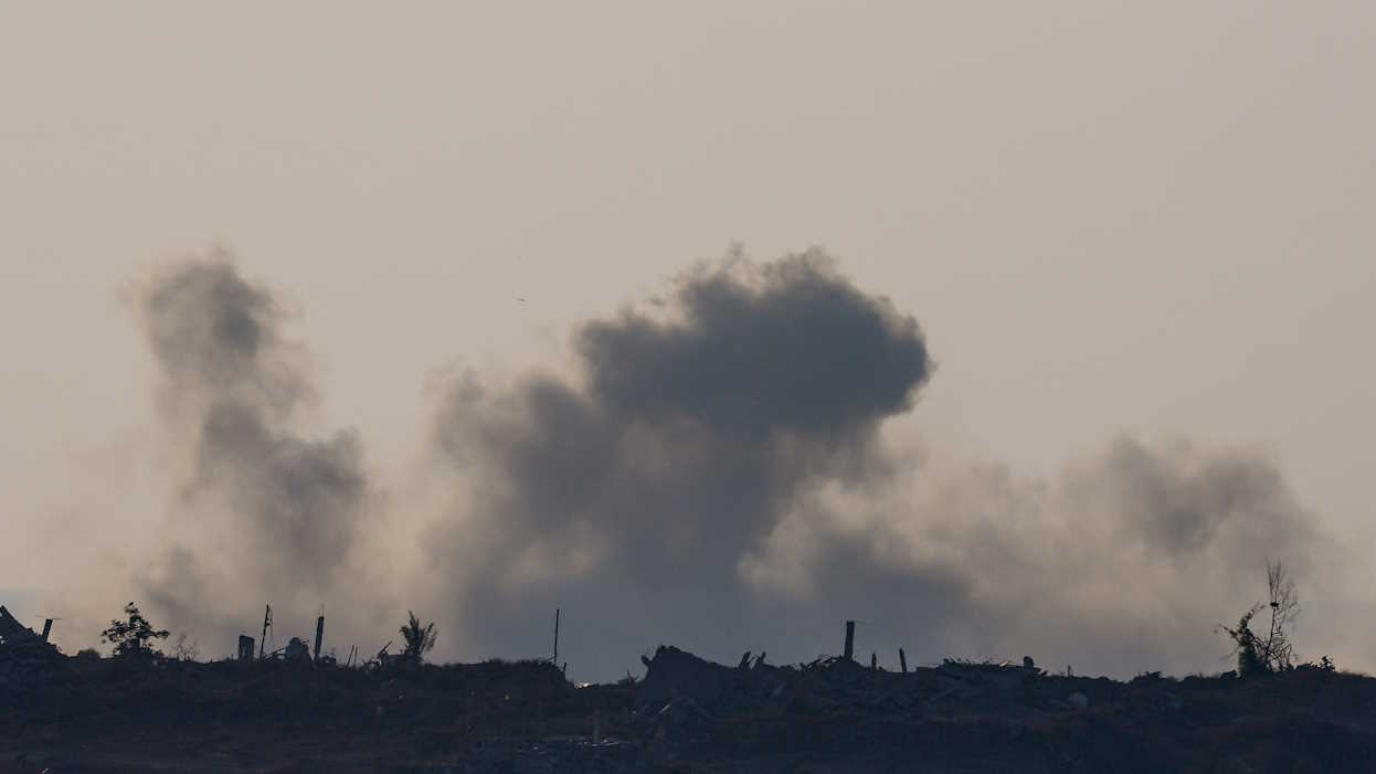 Smoke rises from an explosion in Gaza, amid the ongoing conflict between Israel and Hamas, as seen from Israel, August 10, 2024. REUTERS