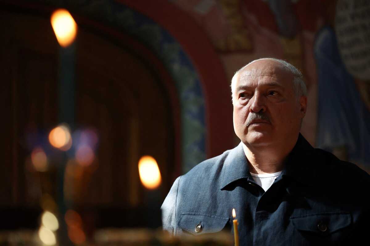 Belarusian President Alexander Lukashenko attends a church service as he and his Russian counterpart Vladimir Putin visit the Valaam Monastery in the Republic of Karelia, Russia July 25, 2024.  Sputnik