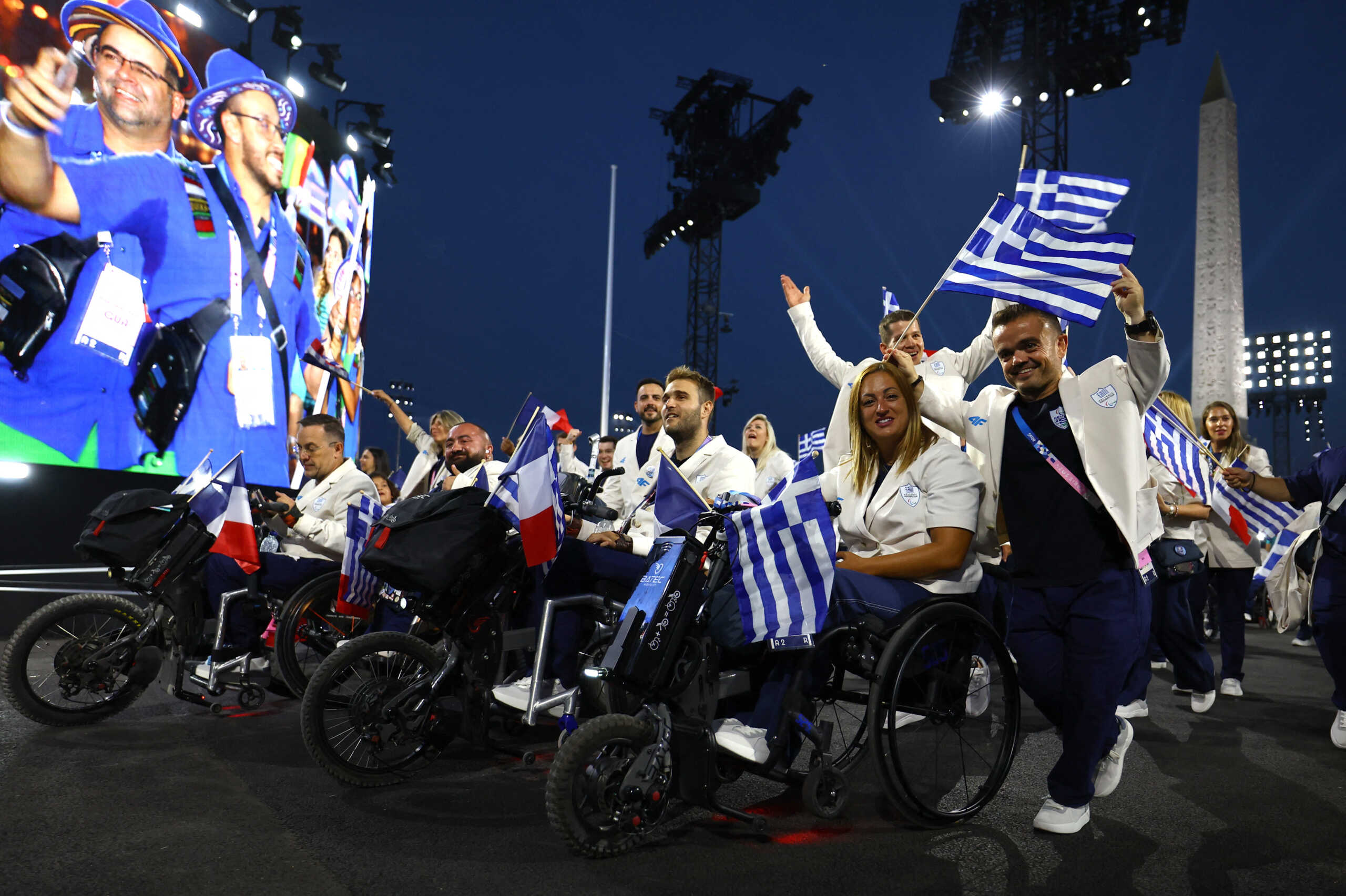 Paris 2024 Paralympics - Opening Ceremony - Paris, France - August 28, 2024 Athletes of Greece take part in the opening ceremony REUTERS