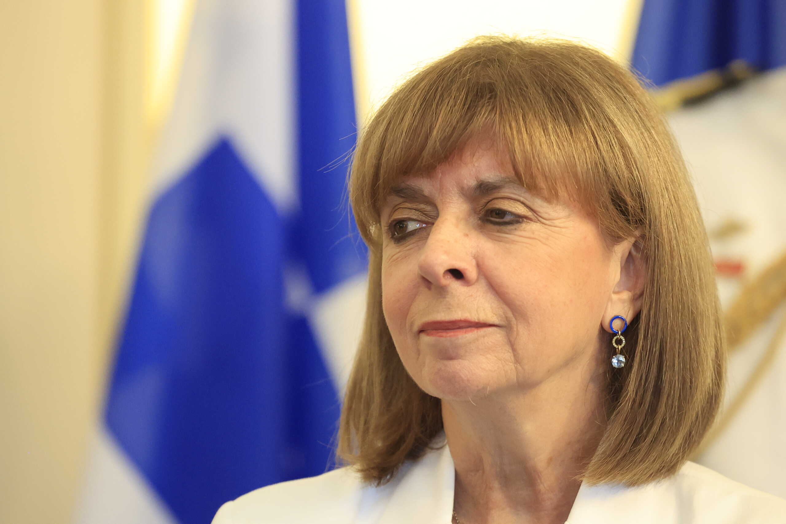 Συνάντηση της Προέδρου της Δημοκρατίας Κατερίνας Σακελλαροπούλου με τον Πρόεδρο της Λετονίας Edgars Rinkevics, στο Προεδρικό Μέγαρο, Τετάρτη 3 Ιουλίου 2024. 
(ΓΙΩΡΓΟΣ ΚΟΝΤΑΡΙΝΗΣ