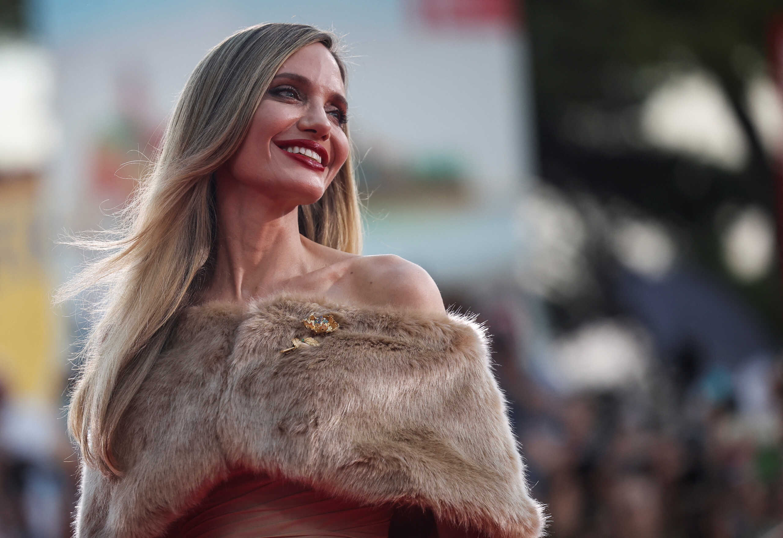 Actor Angelina Jolie poses on the red carpet during arrivals for the screening of the movie "Maria", in competition, at the 81st Venice Film Festival, Venice, Italy, August 29, 2024. REUTERS