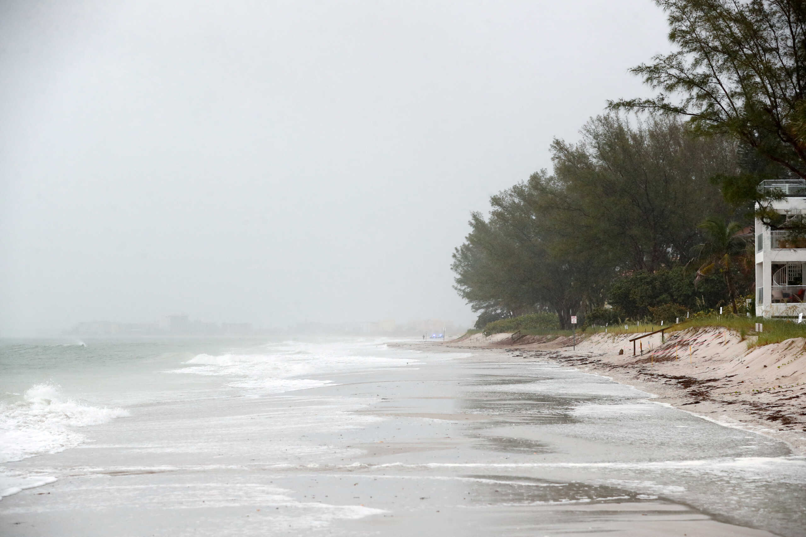 A view shows sea waves as Tropical Storm Debby approaches the Gulf Coast, in St. Pete Beach, Florida, U.S., August 4, 2024. REUTERS