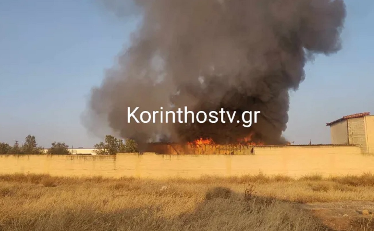 Φωτιά στην Κόρινθο σε εργοστάσιο: Ισχυρές δυνάμεις στο σημείο, ήχησε το 112