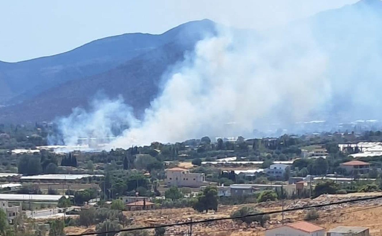 Φωτιά στον Μαραθώνα, επιχειρούν και εναέρια μέσα
