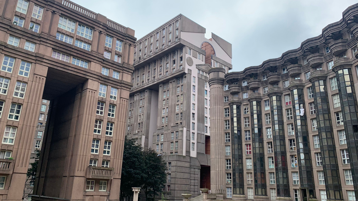 Noisy le Grand, France – May 15, 2021: A view of Les espaces d'Abraxas by Ricardo Bofill in Frace in the city of Noist le Grand