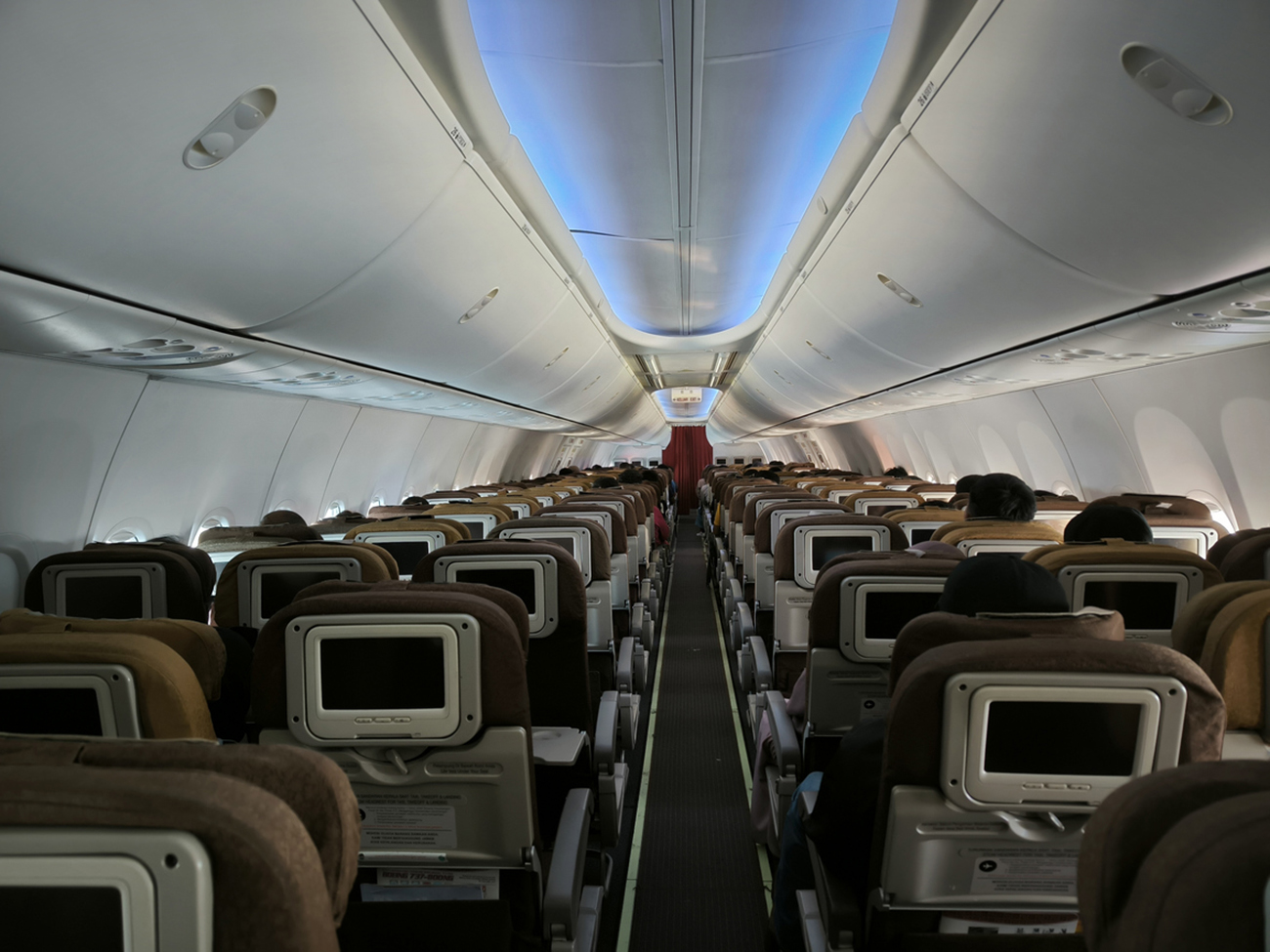 Soekarno Hatta Airport, Cengkareng, Banten, Indonesia. August 5th, 2024. Inside the aircraft cabin, before the aircraft take off.