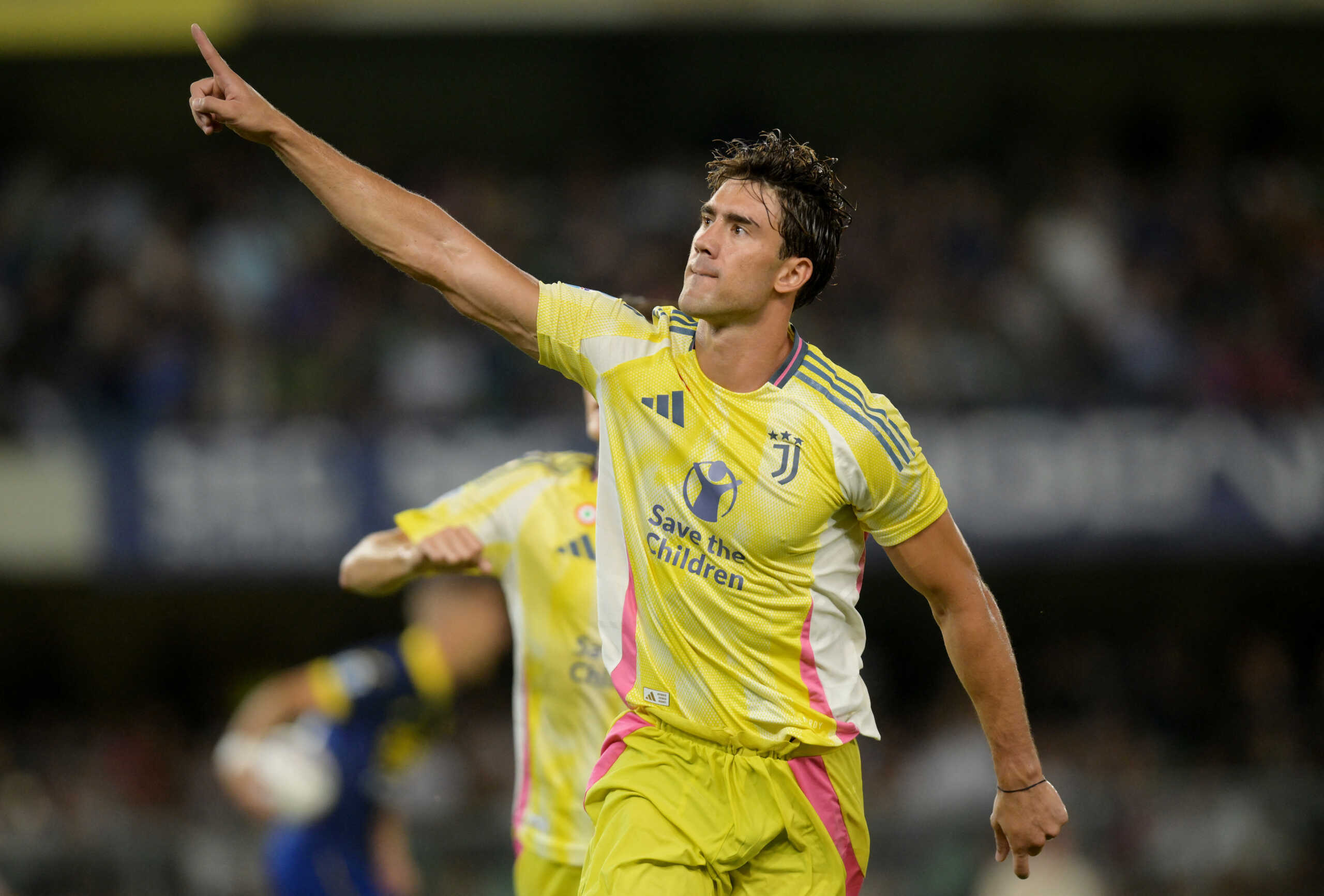 Soccer Football - Serie A - Hellas Verona v Juventus - Stadio Marcantonio Bentegodi, Verona, Italy - August 26, 2024 Juventus' Dusan Vlahovic celebrates scoring their third goal REUTERS